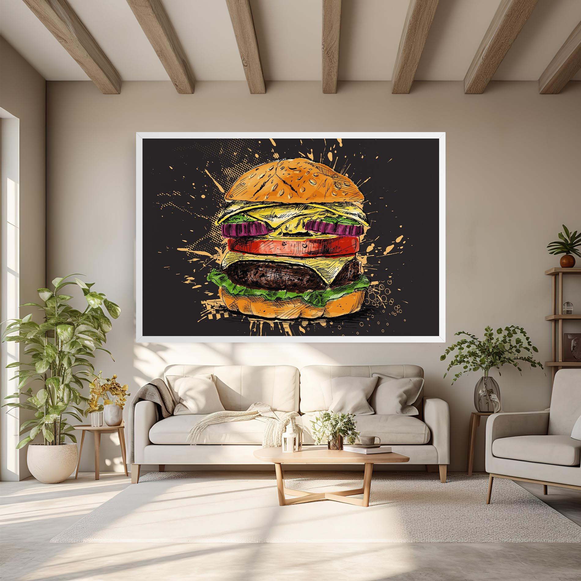 Leinwandbild Burger Drawing mockup 6
