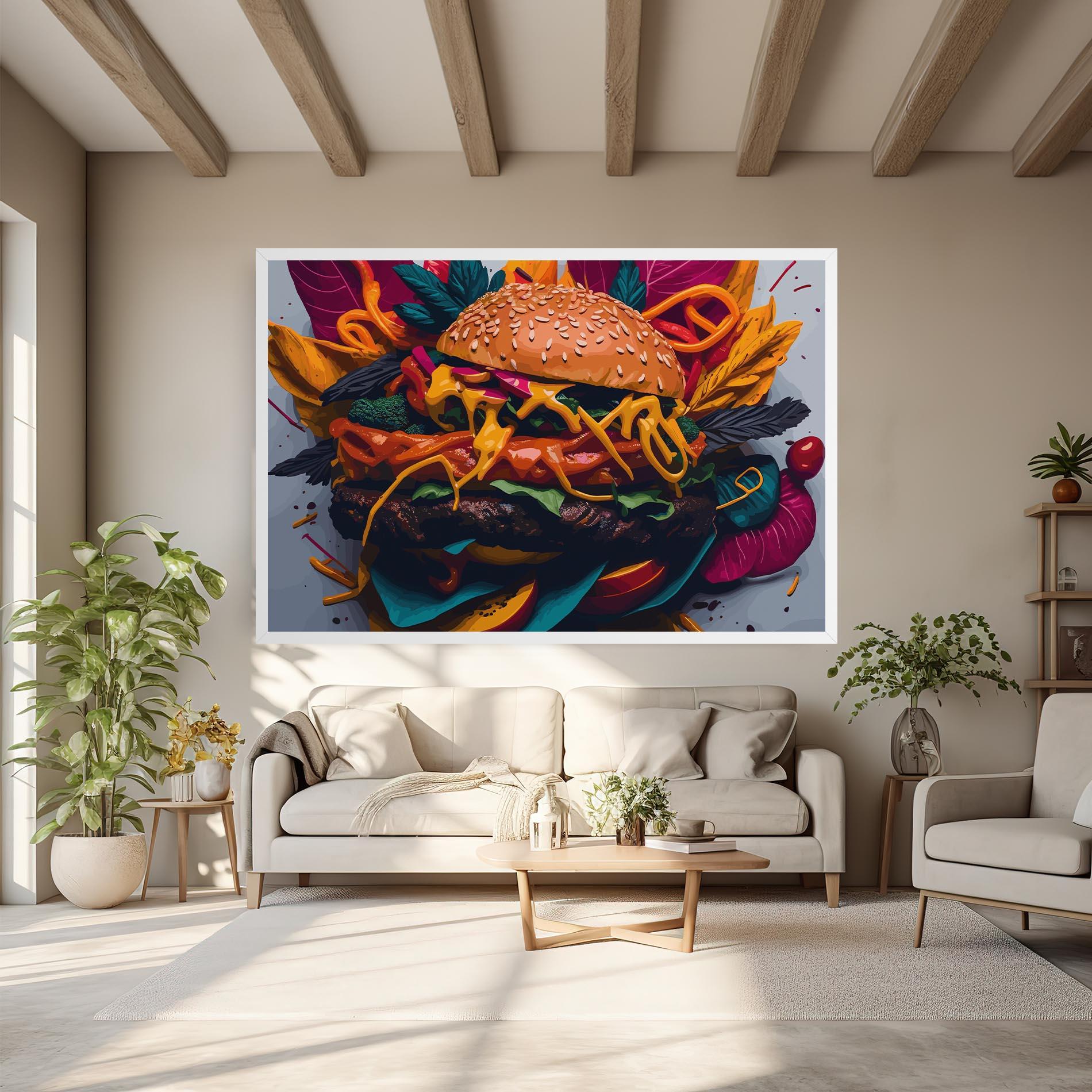 Leinwandbild Burger Mustard mockup 6