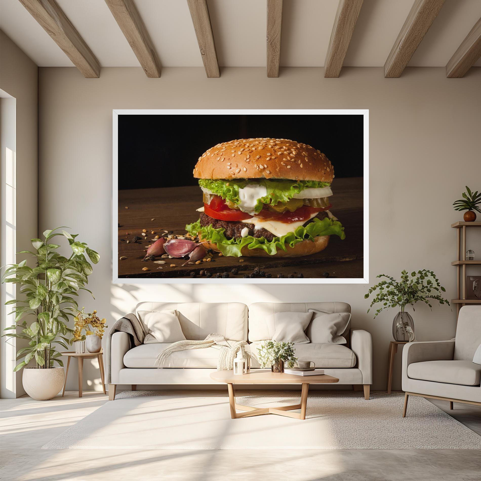 Leinwandbild Delicious Hamburger mockup 6