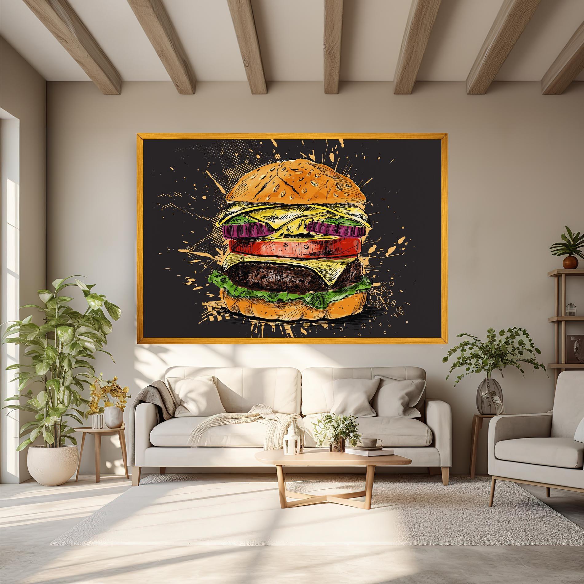 Leinwandbild Burger Drawing mockup 6