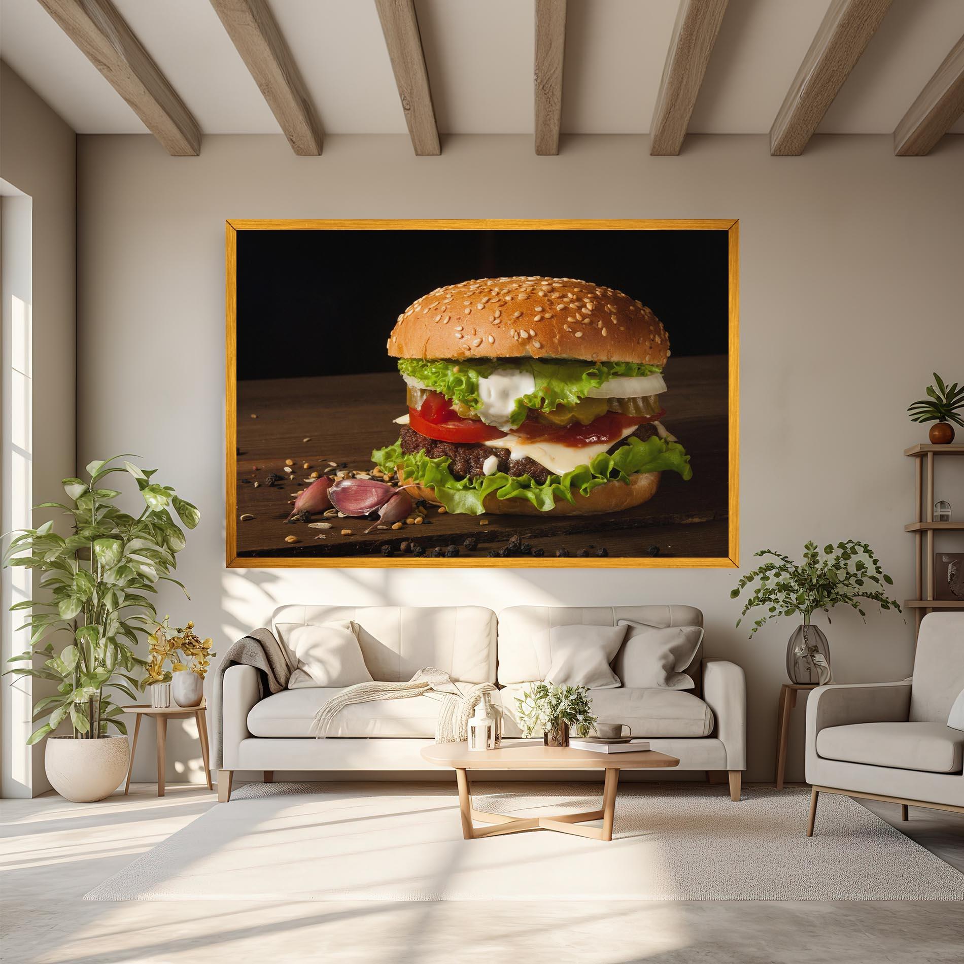 Leinwandbild Delicious Hamburger mockup 6