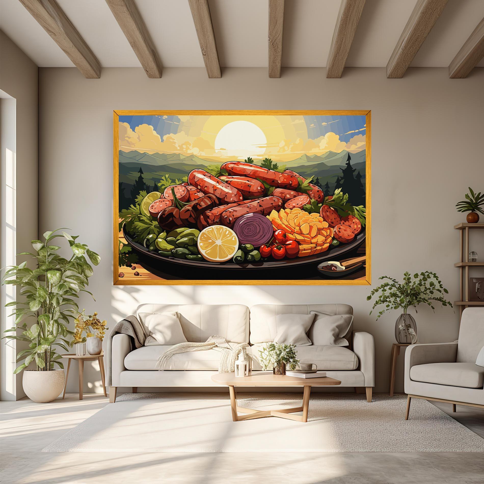 Leinwandbild Sunset Sousages mockup 6