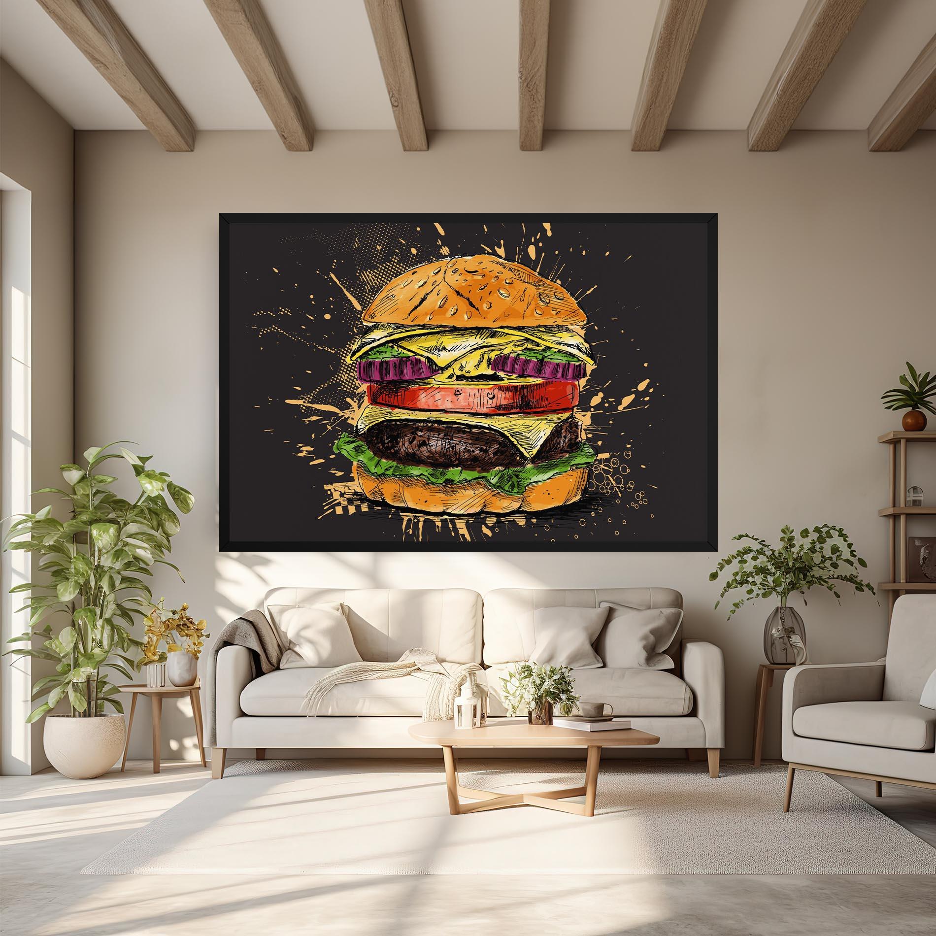Leinwandbild Burger Drawing mockup 6