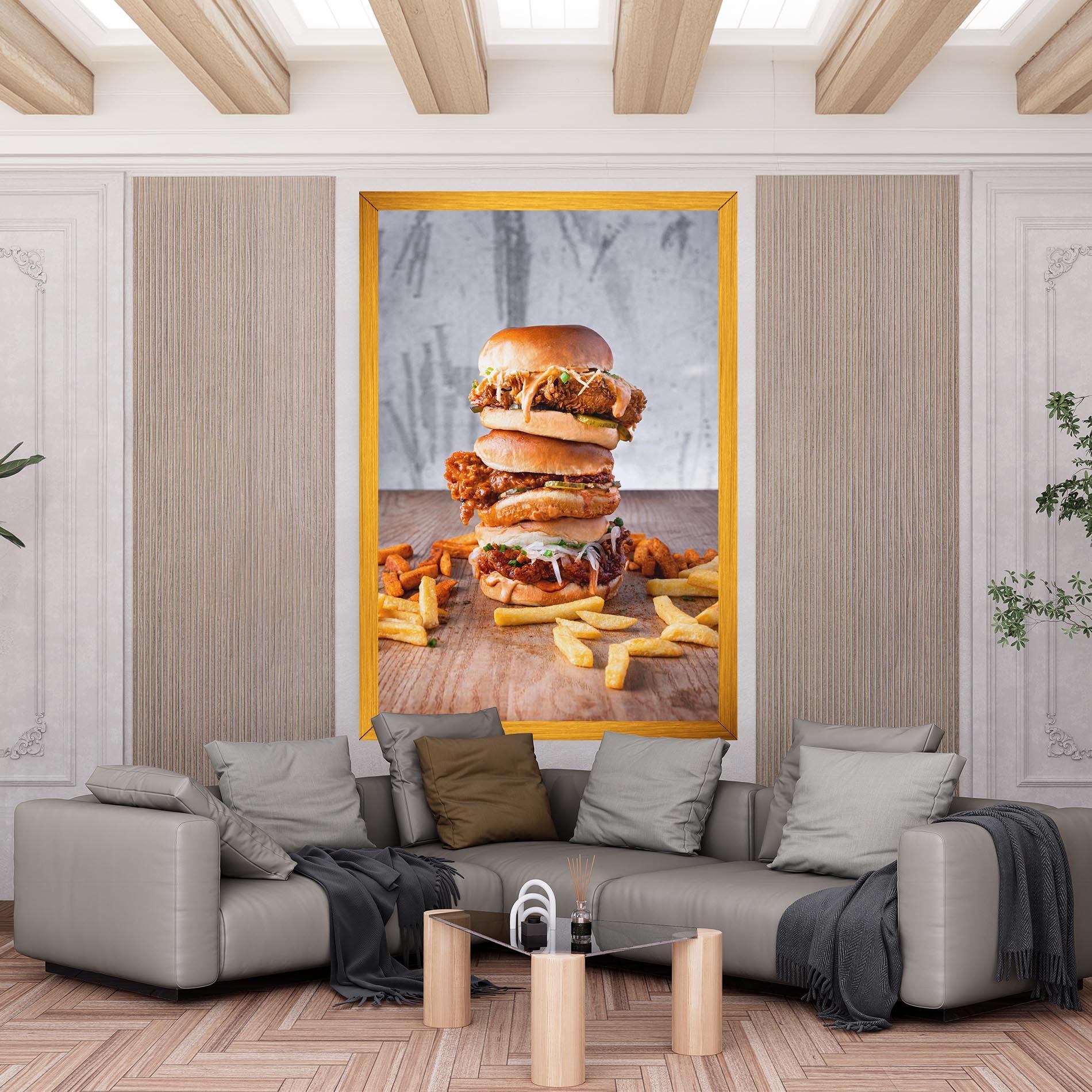 Leinwandbild Triple Hamburger mockup 6