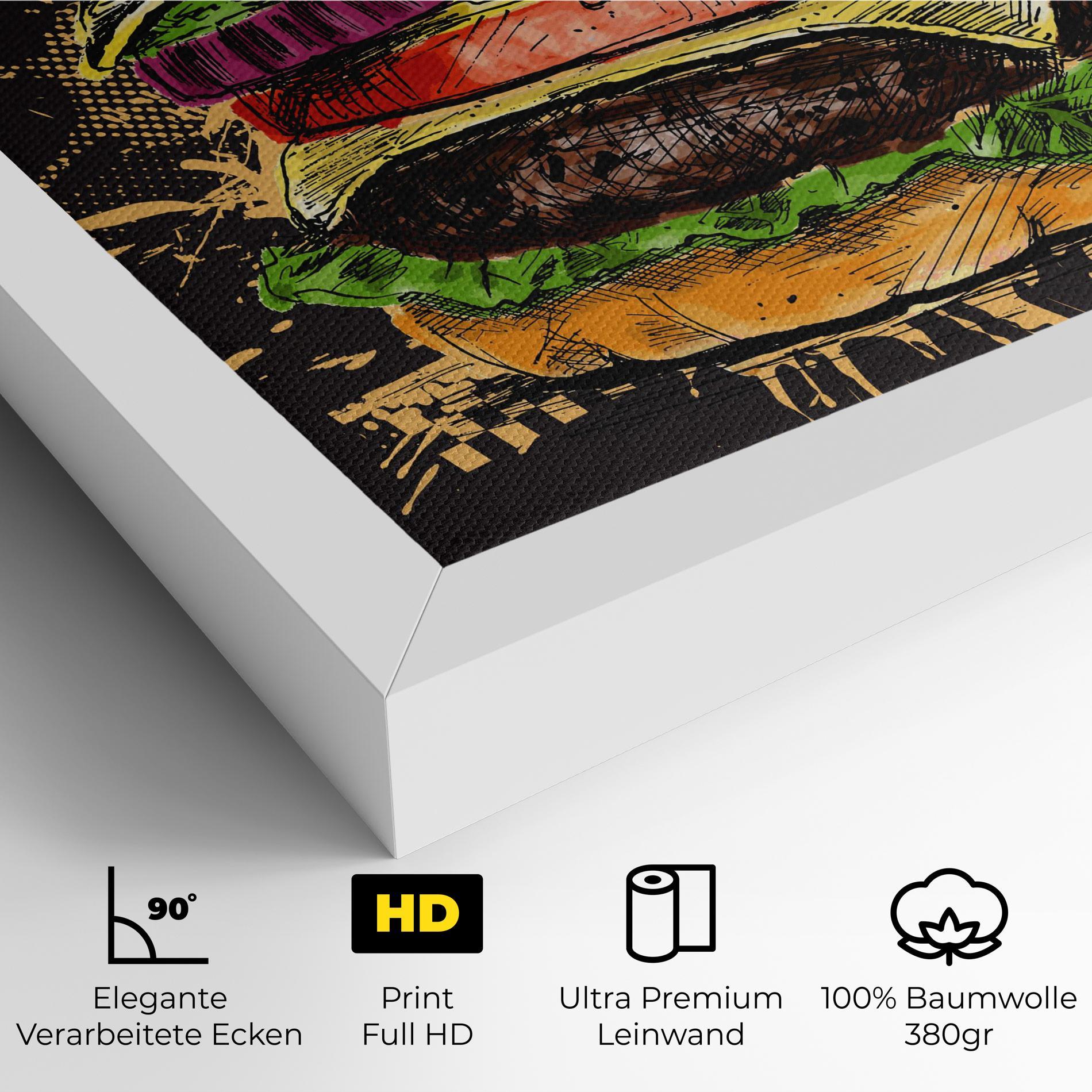 Leinwandbild Burger Drawing mockup 4
