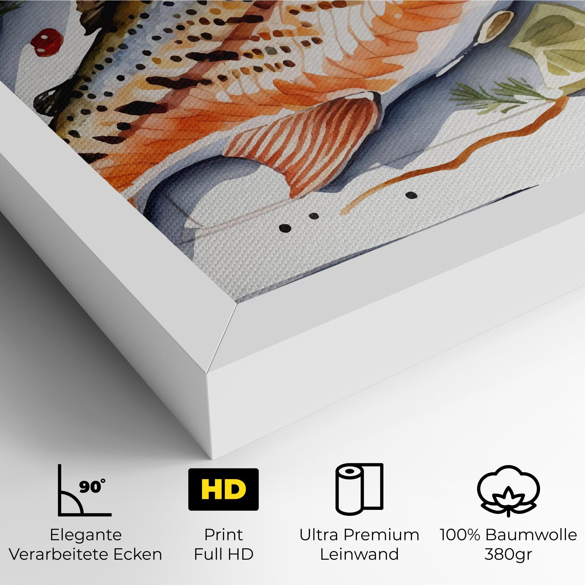 Leinwandbild Grilled Trout mockup 4
