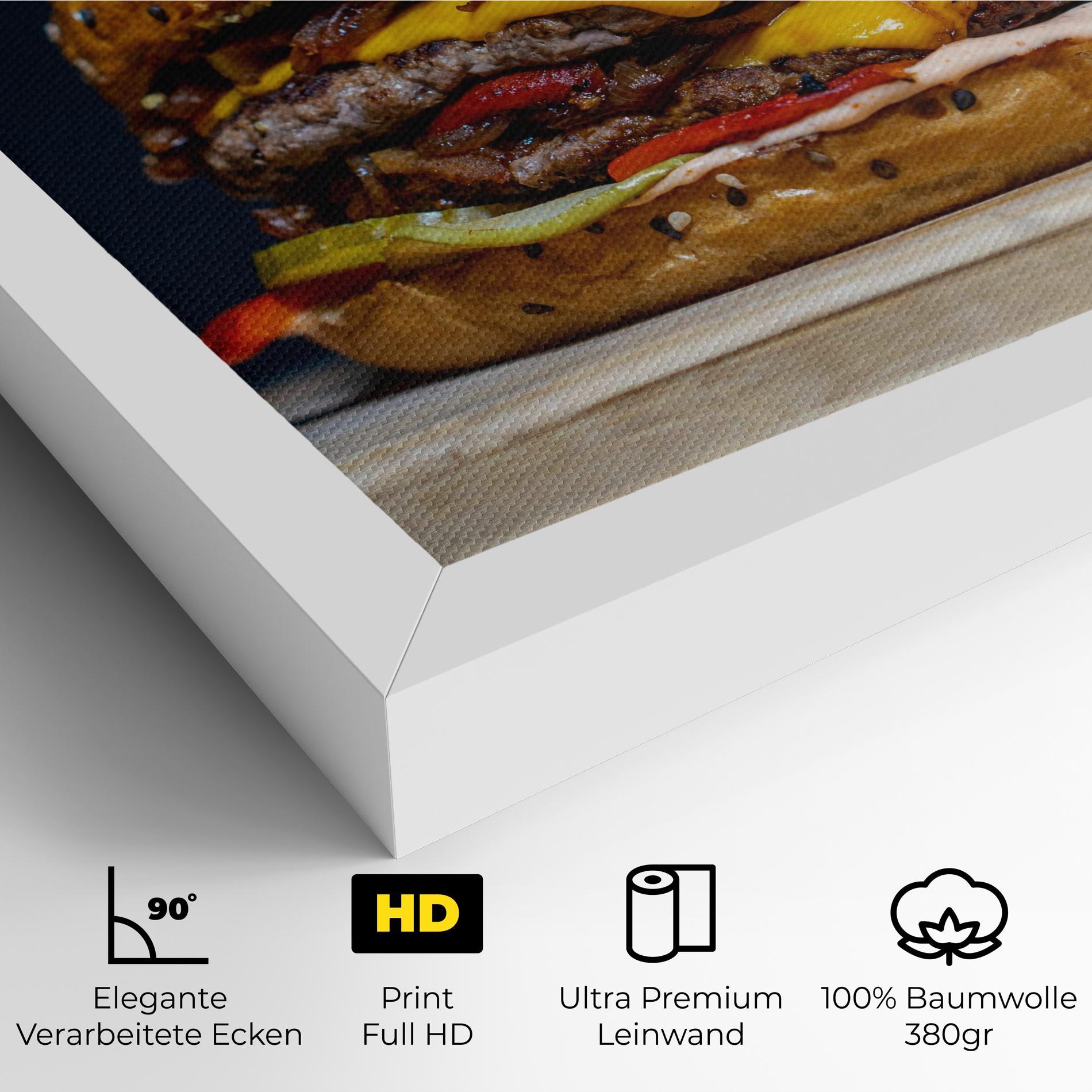 Leinwandbild Tasty Hamburger mockup 4