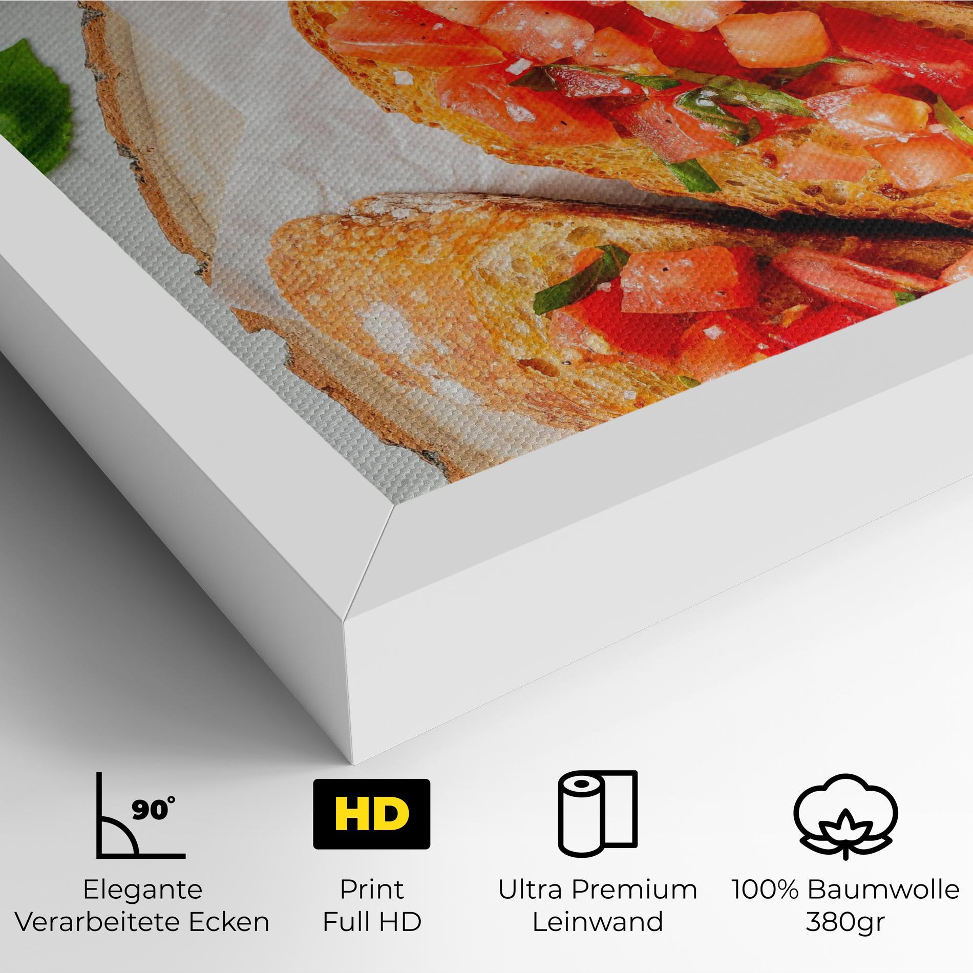 Leinwandbild Tomatoes On Bread mockup 4