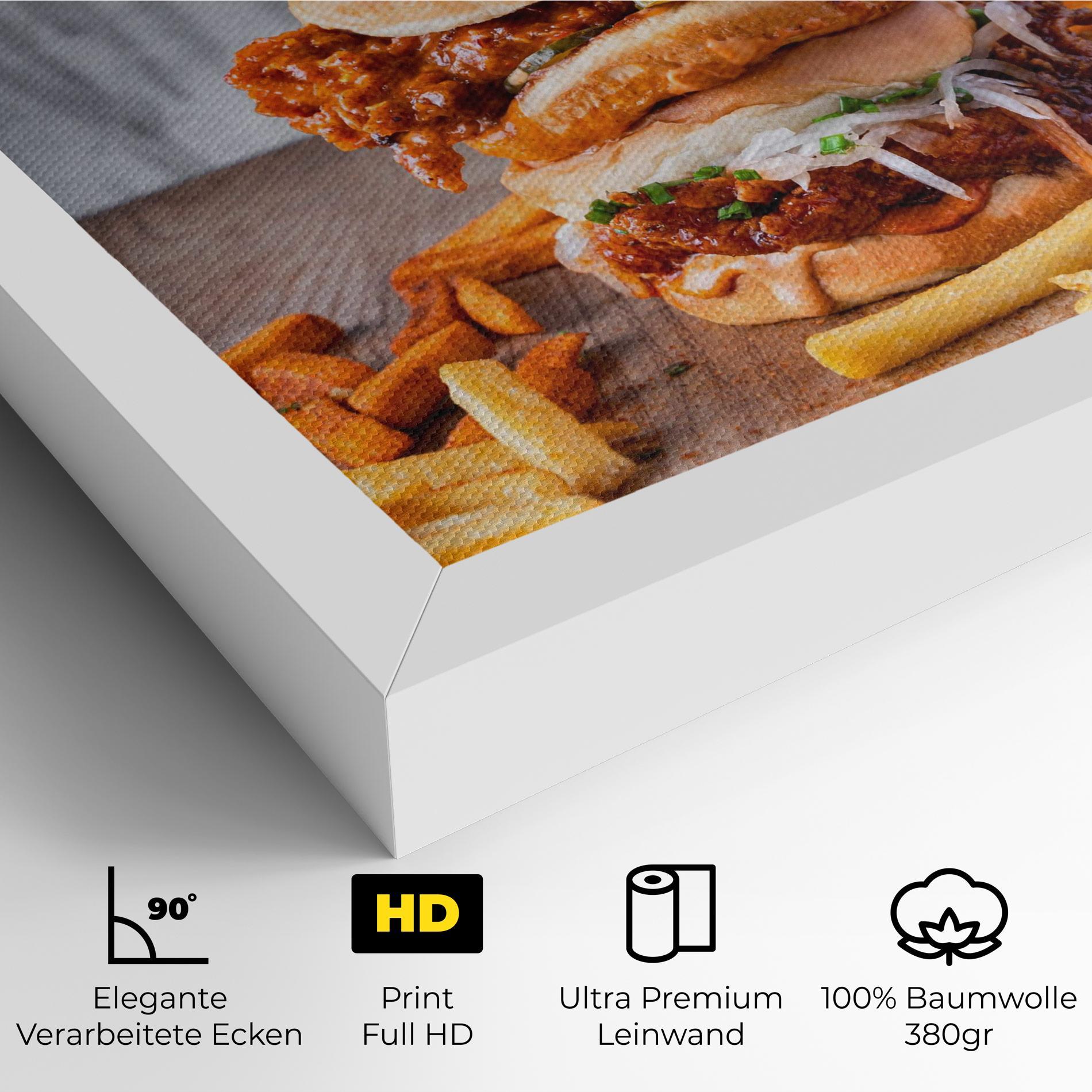 Leinwandbild Triple Hamburger mockup 4