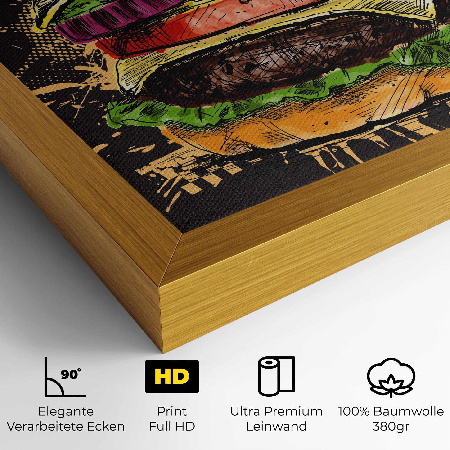 Leinwandbild Burger Drawing mockup 4