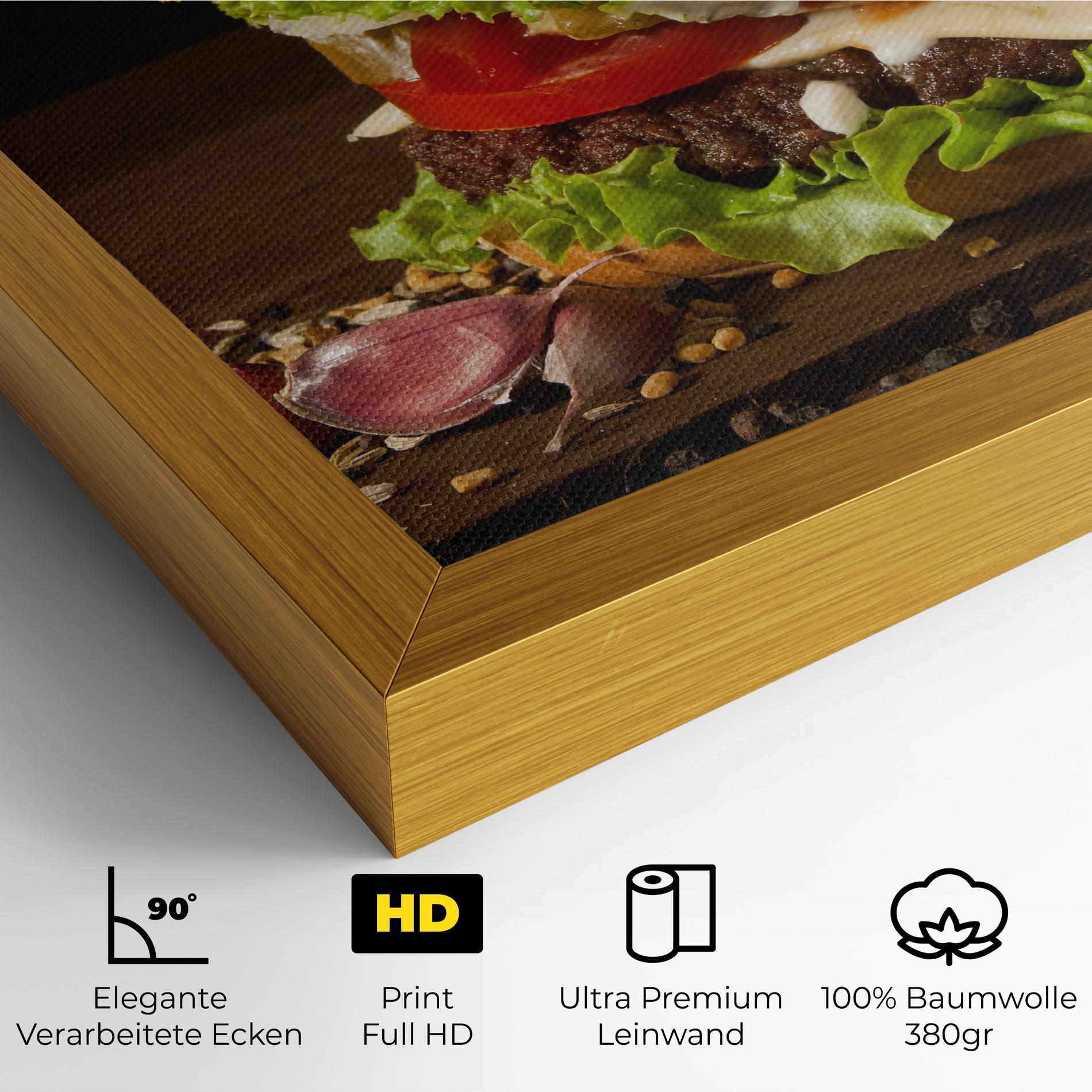 Leinwandbild Delicious Hamburger mockup 4