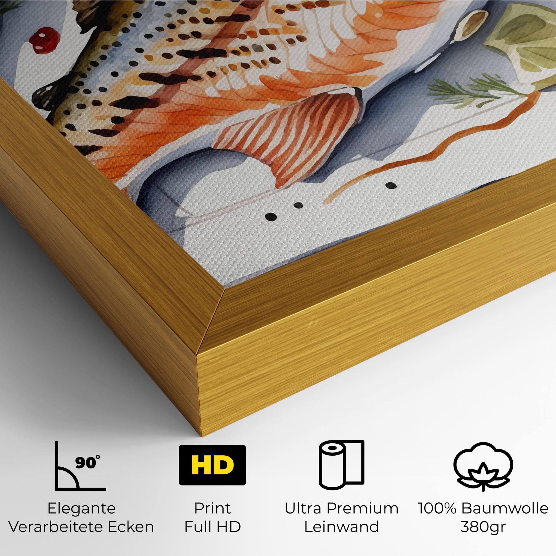 Leinwandbild Grilled Trout mockup 4