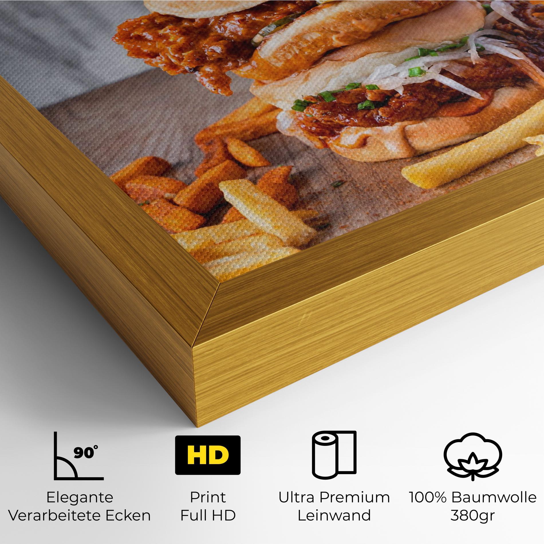 Leinwandbild Triple Hamburger mockup 4