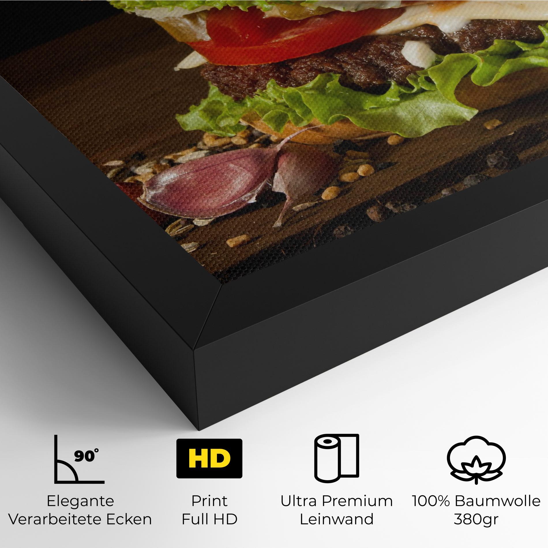 Leinwandbild Delicious Hamburger mockup 4