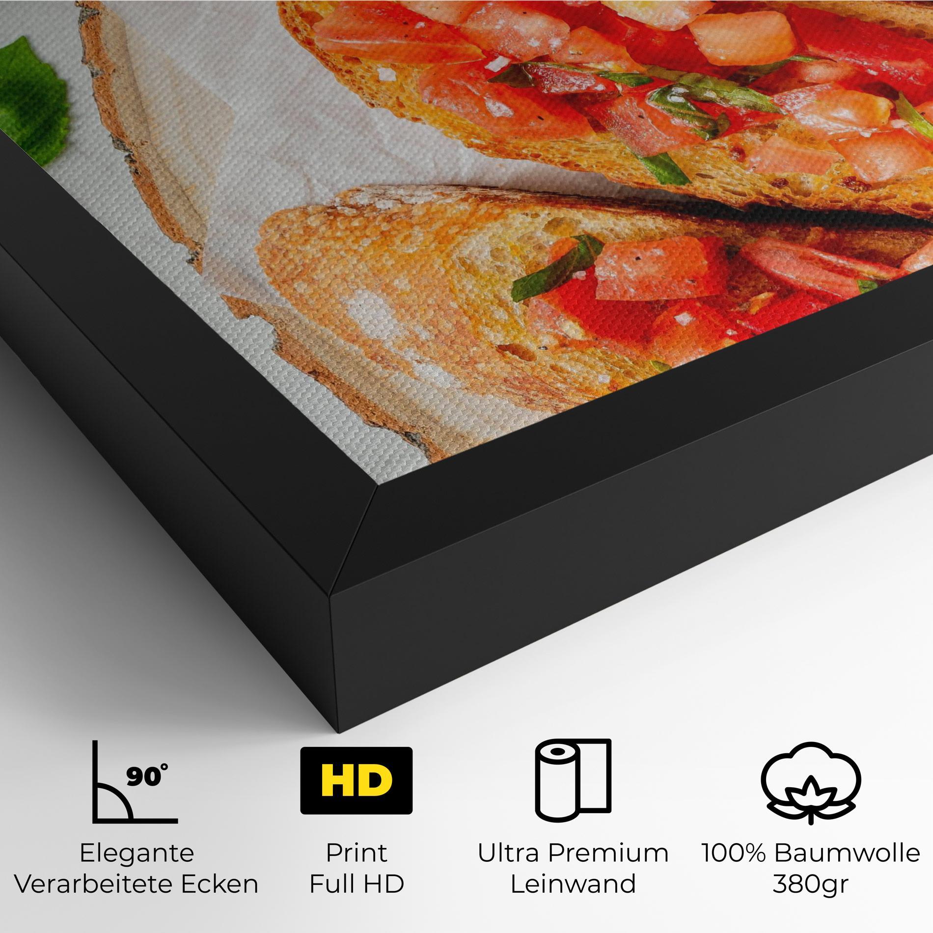 Leinwandbild Tomatoes On Bread mockup 4