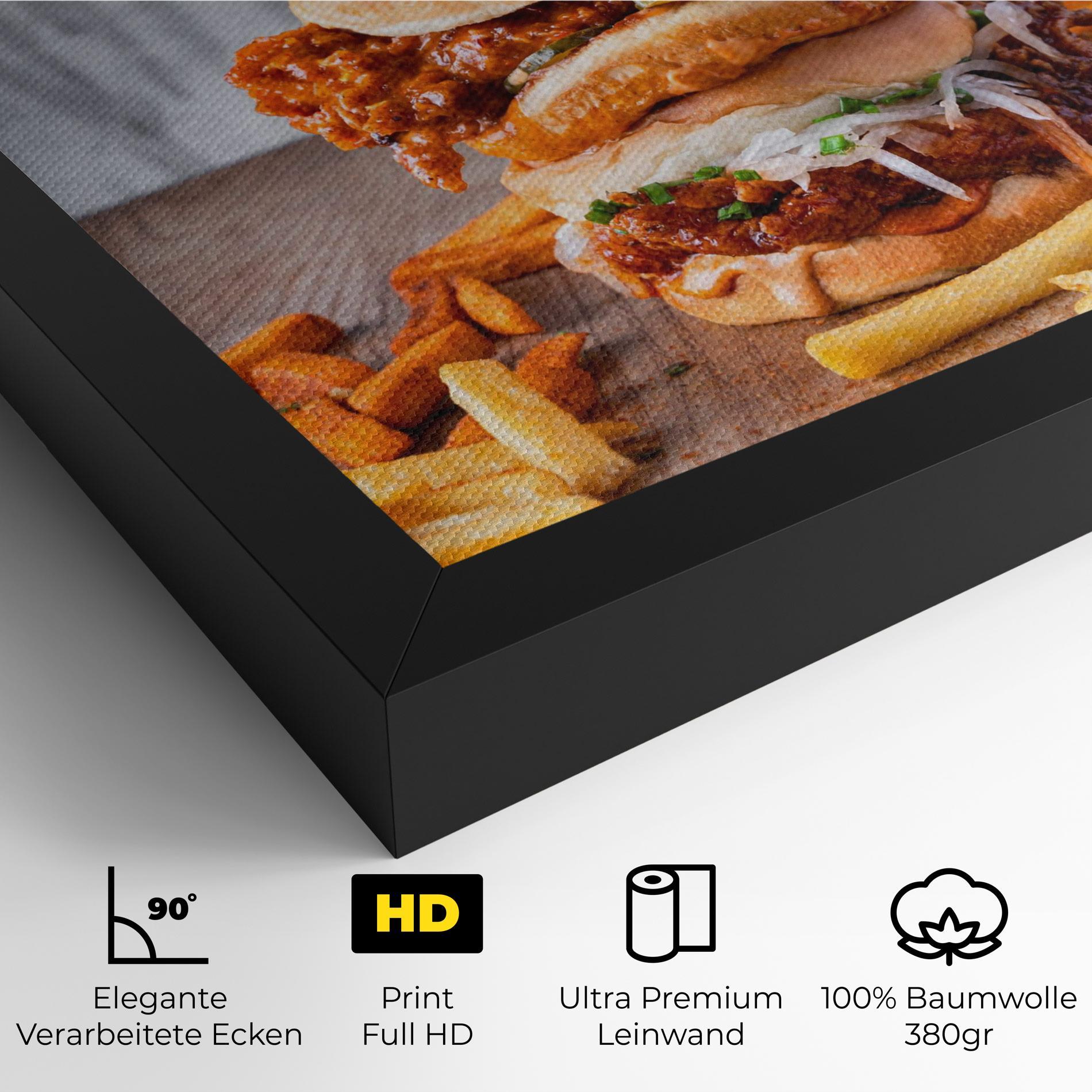 Leinwandbild Triple Hamburger mockup 4