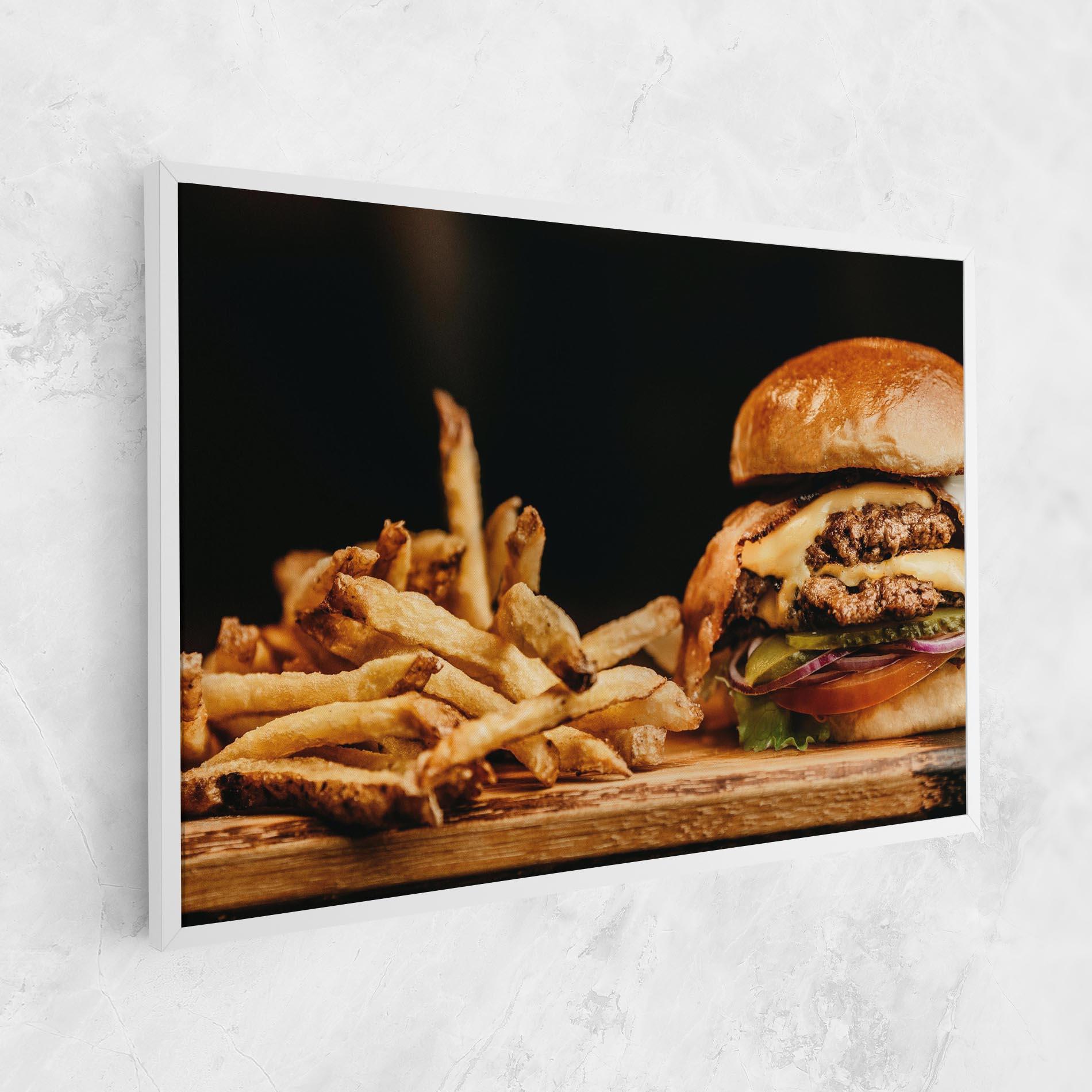 Leinwandbild Hamburger With Fries mockup 1