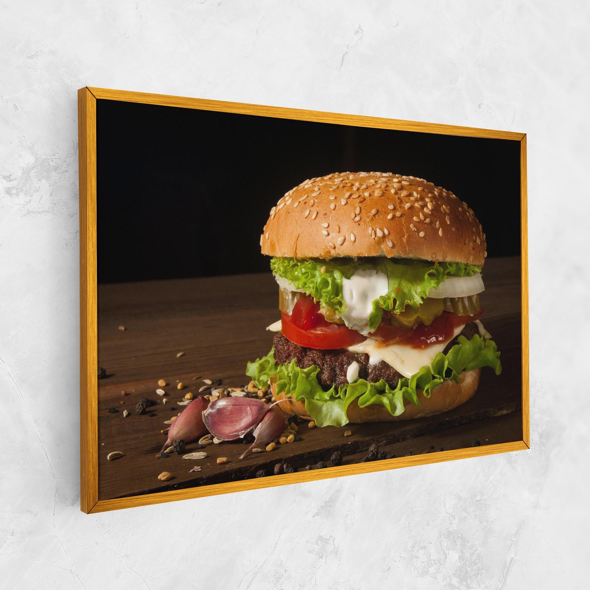 Leinwandbild Delicious Hamburger mockup 1