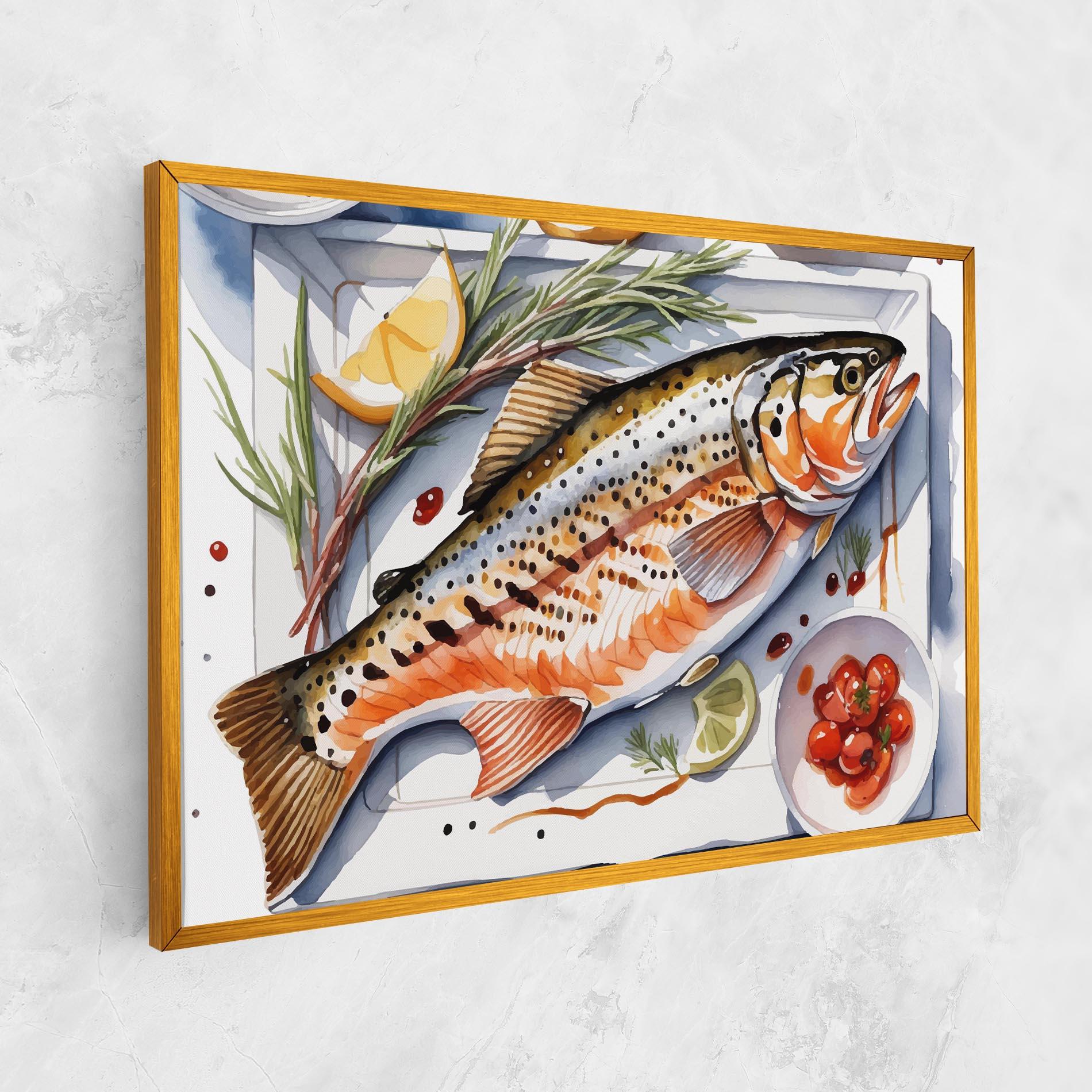 Leinwandbild Grilled Trout mockup 1