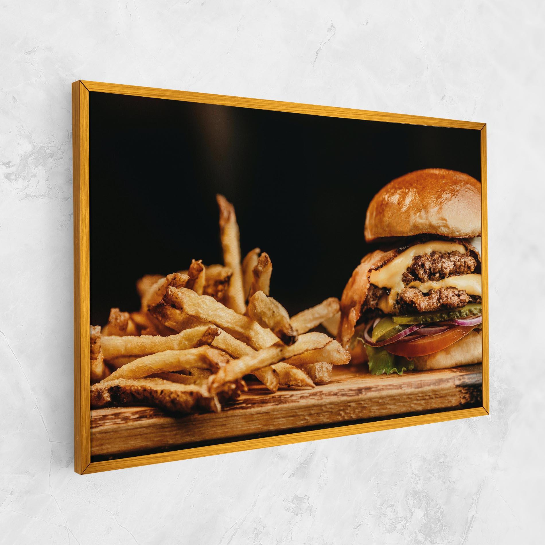 Leinwandbild Hamburger With Fries mockup 1
