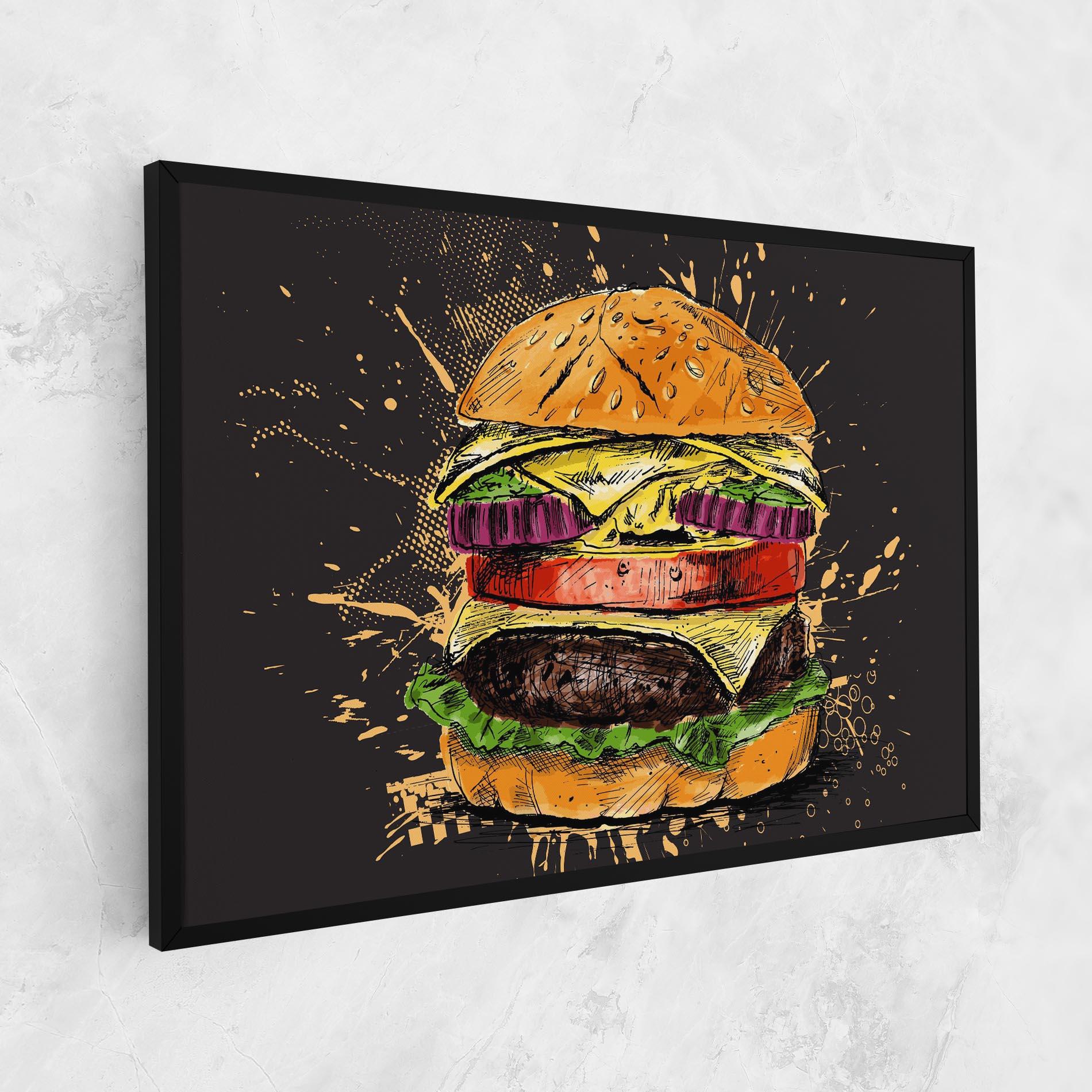 Leinwandbild Burger Drawing mockup 1