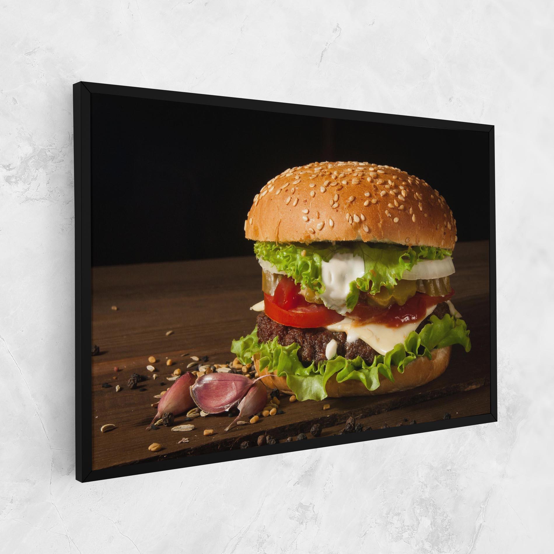 Leinwandbild Delicious Hamburger mockup 1