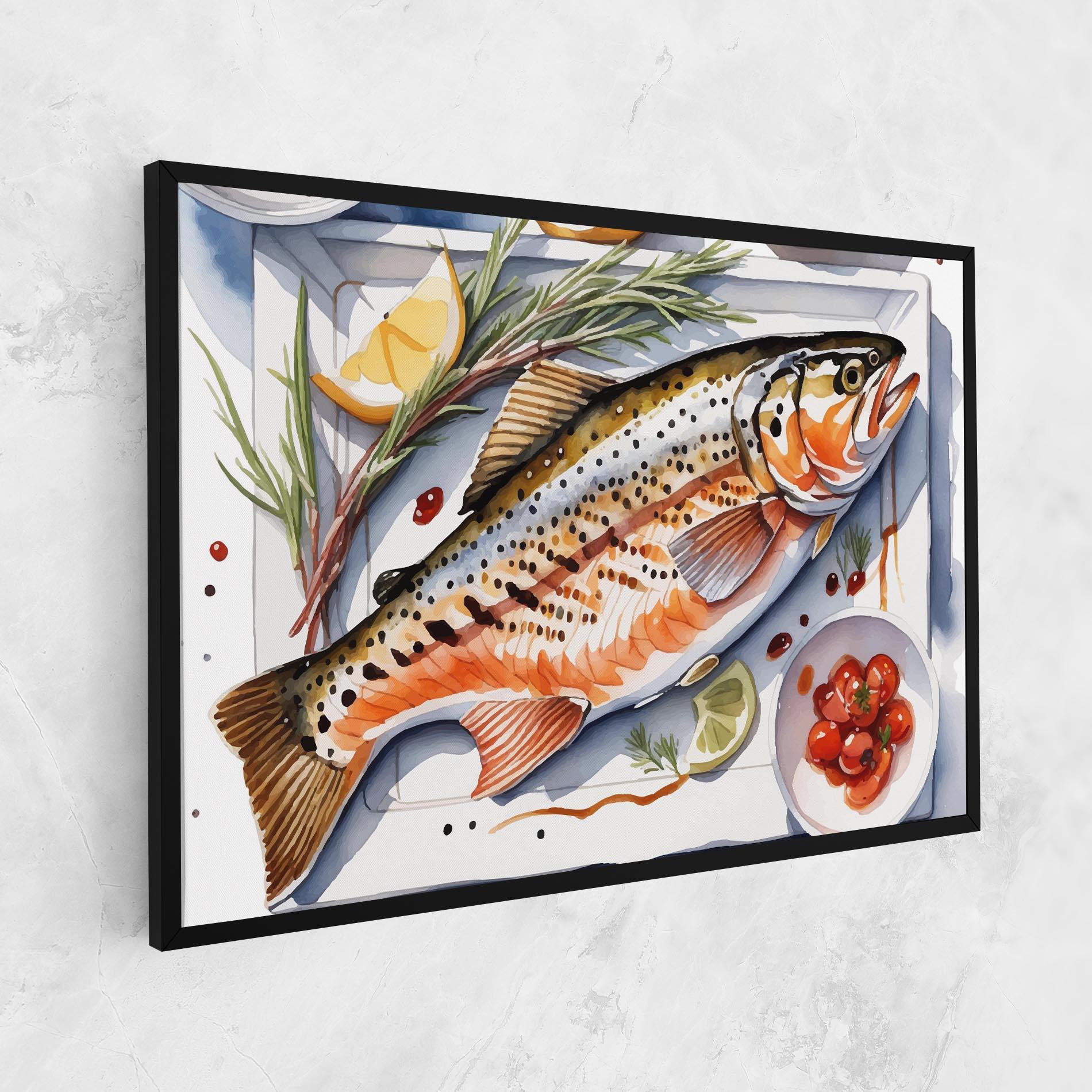 Leinwandbild Grilled Trout mockup 1