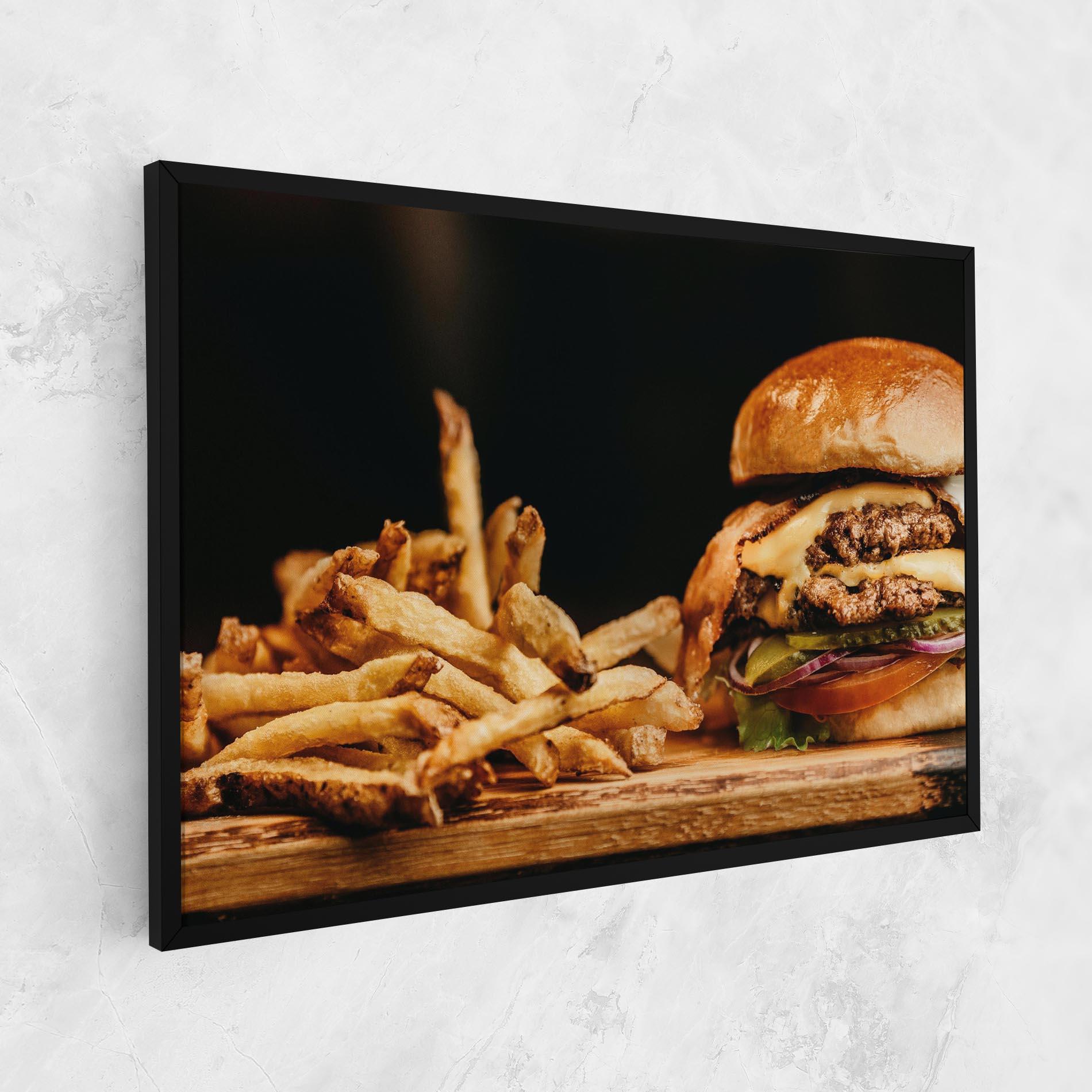Leinwandbild Hamburger With Fries mockup 1