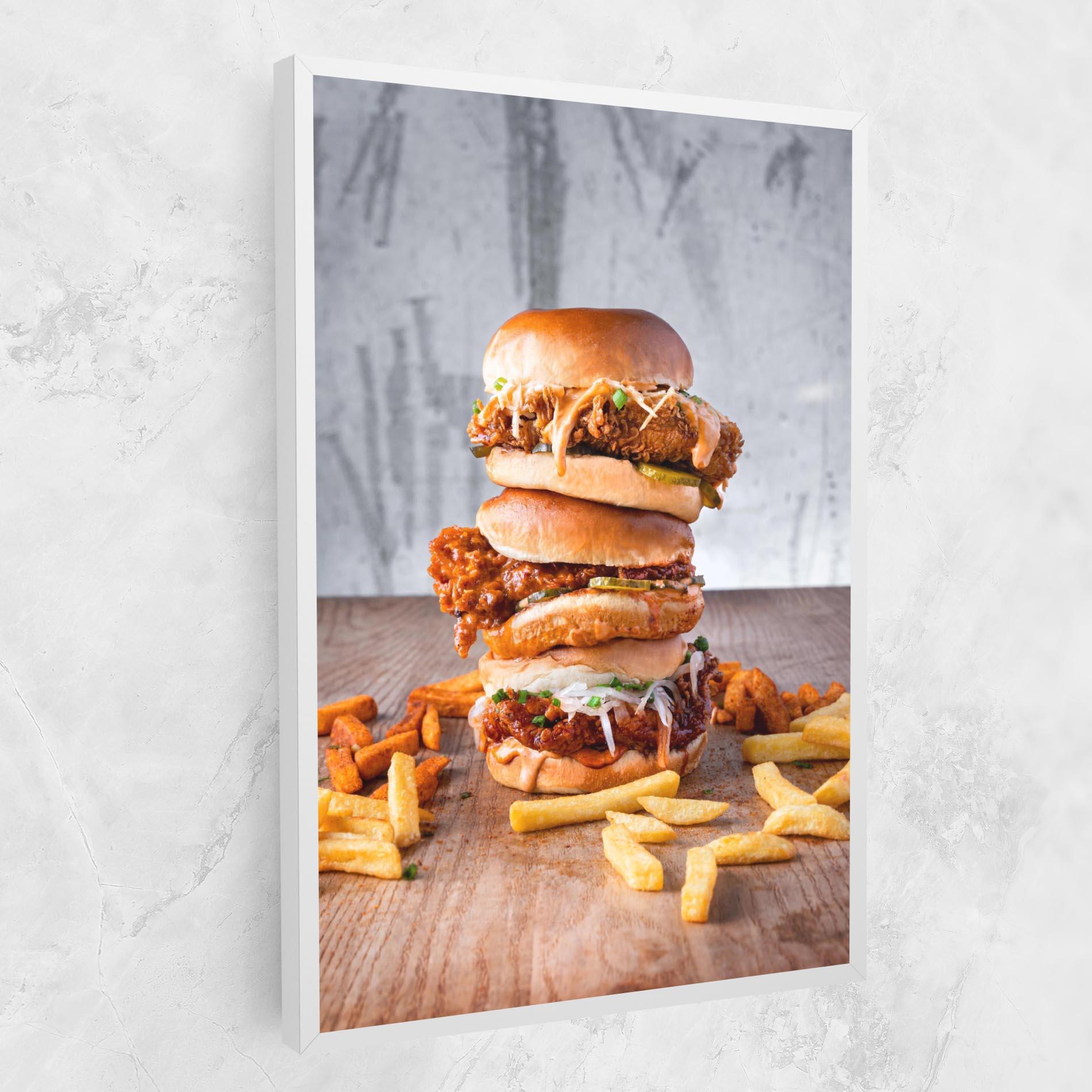 Leinwandbild Triple Hamburger mockup 1
