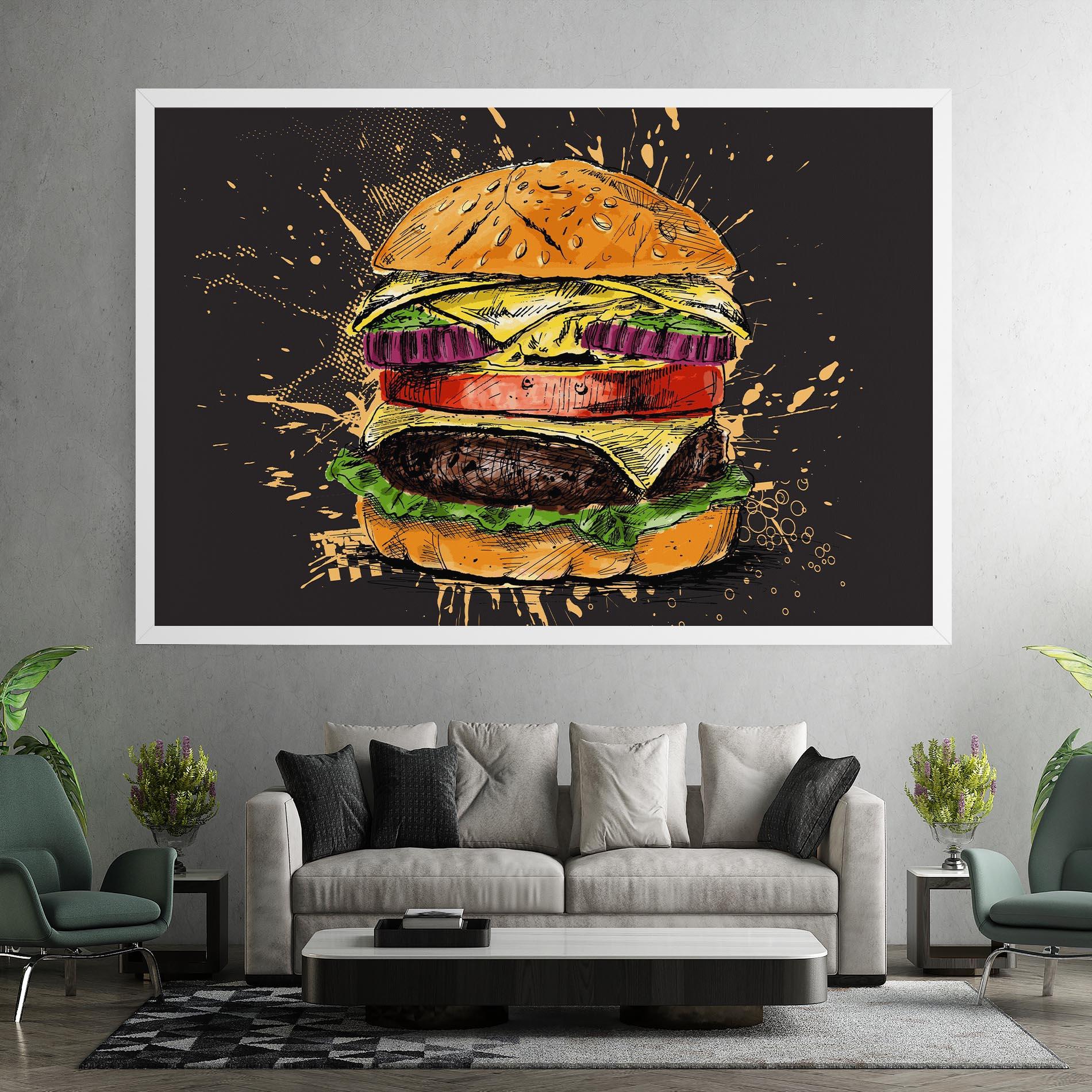 Leinwandbild Burger Drawing mockup 7