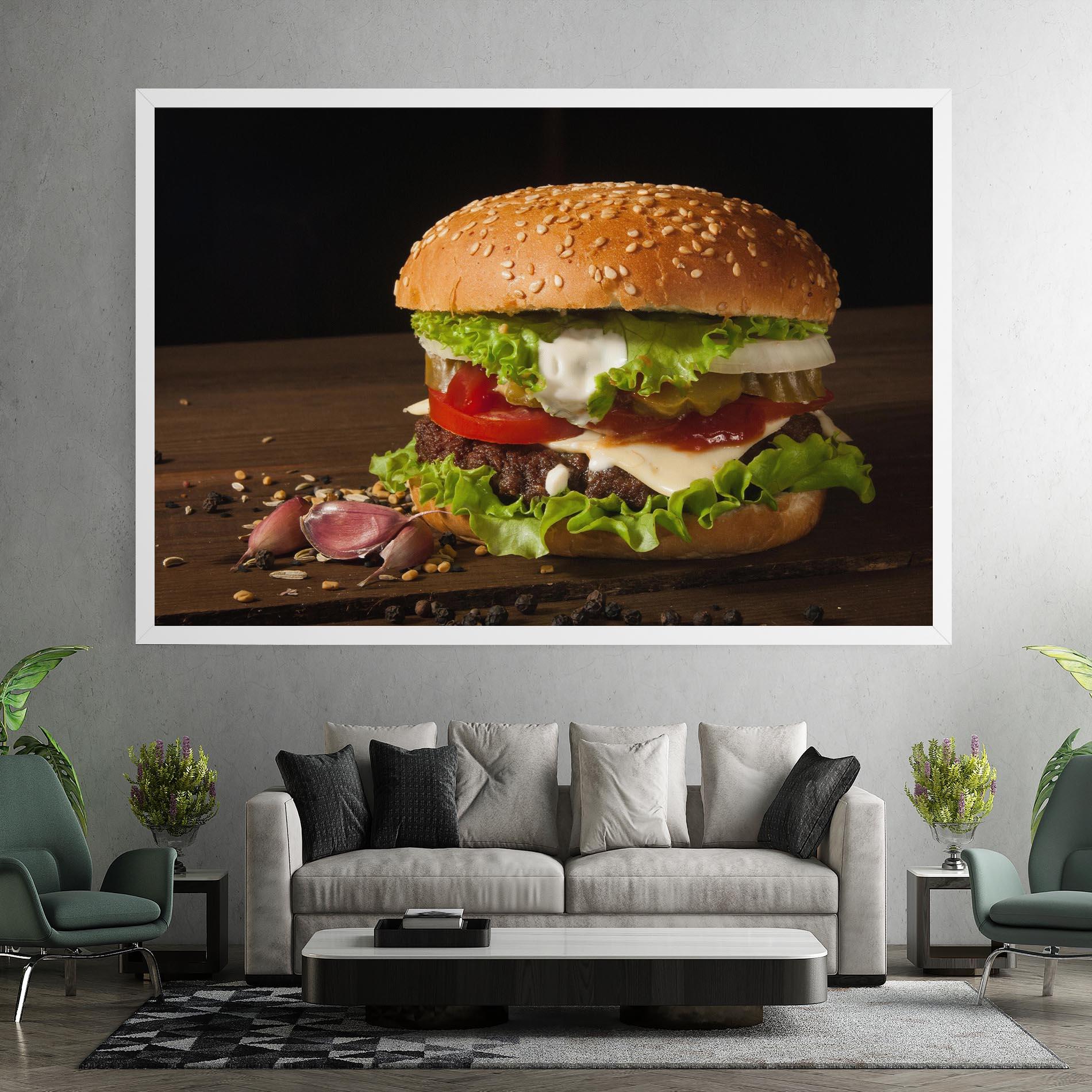 Leinwandbild Delicious Hamburger mockup 7