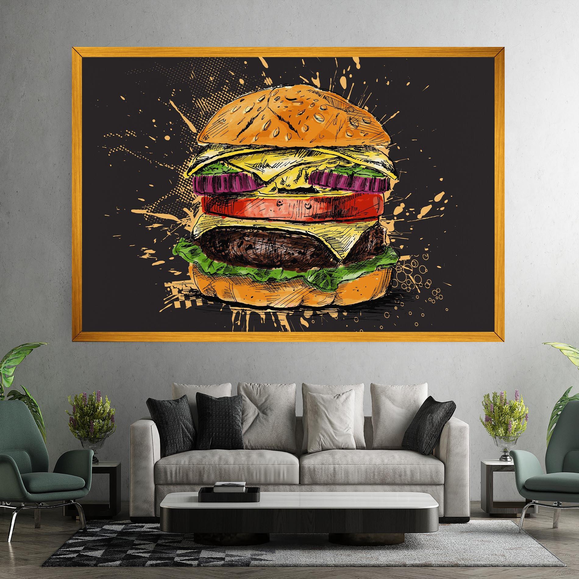 Leinwandbild Burger Drawing mockup 7