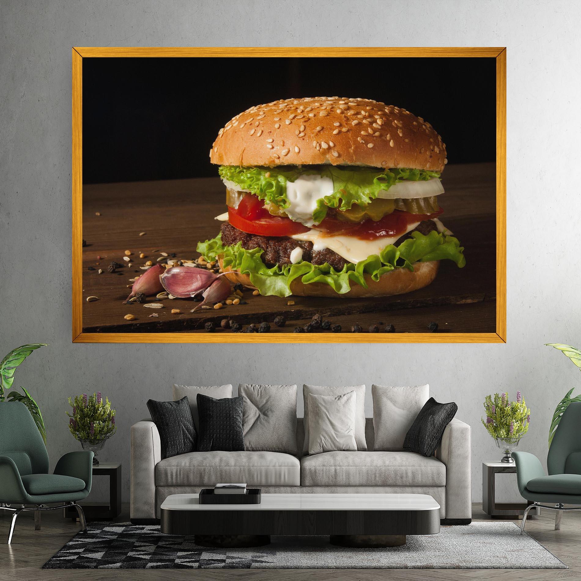 Leinwandbild Delicious Hamburger mockup 7