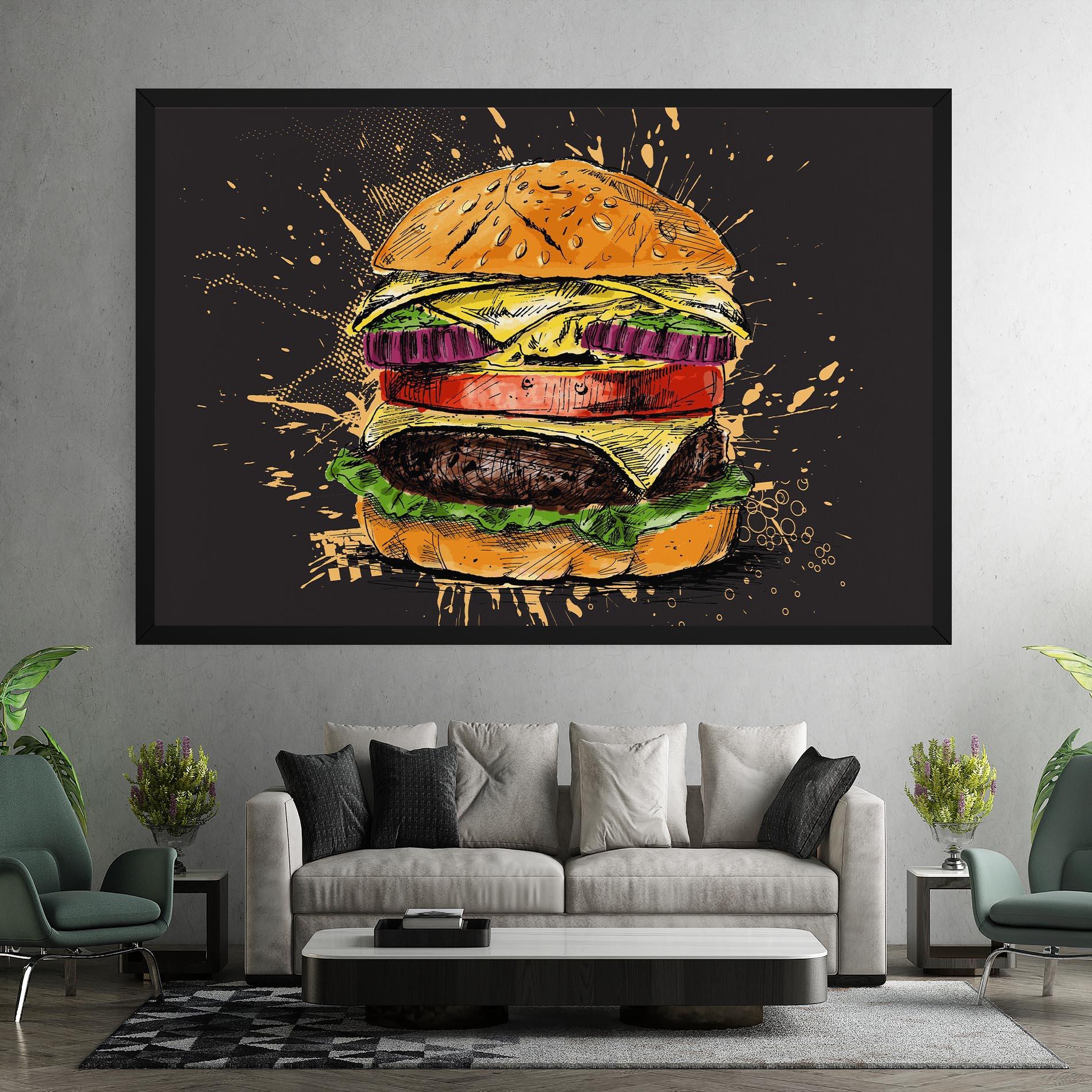 Leinwandbild Burger Drawing mockup 7