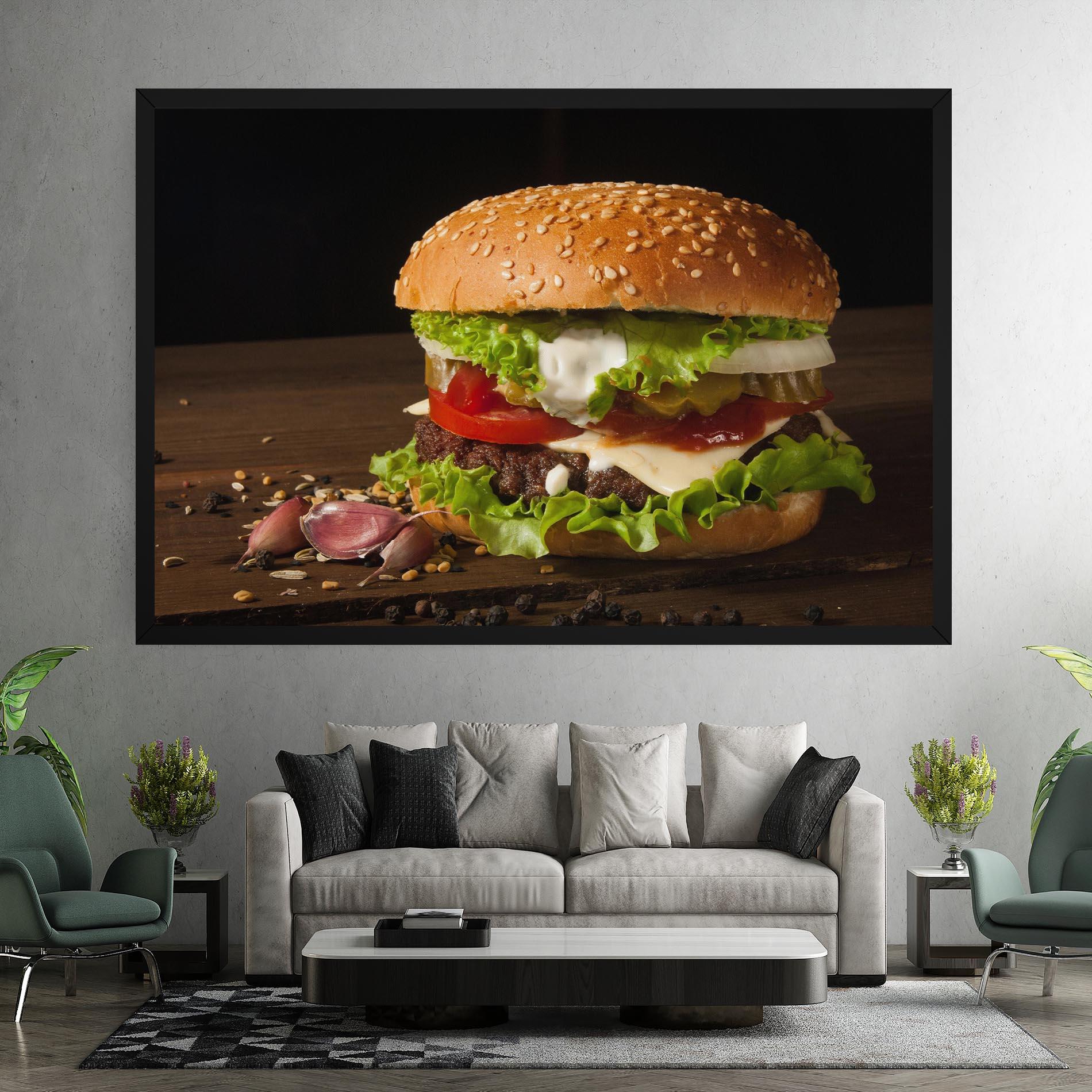 Leinwandbild Delicious Hamburger mockup 7