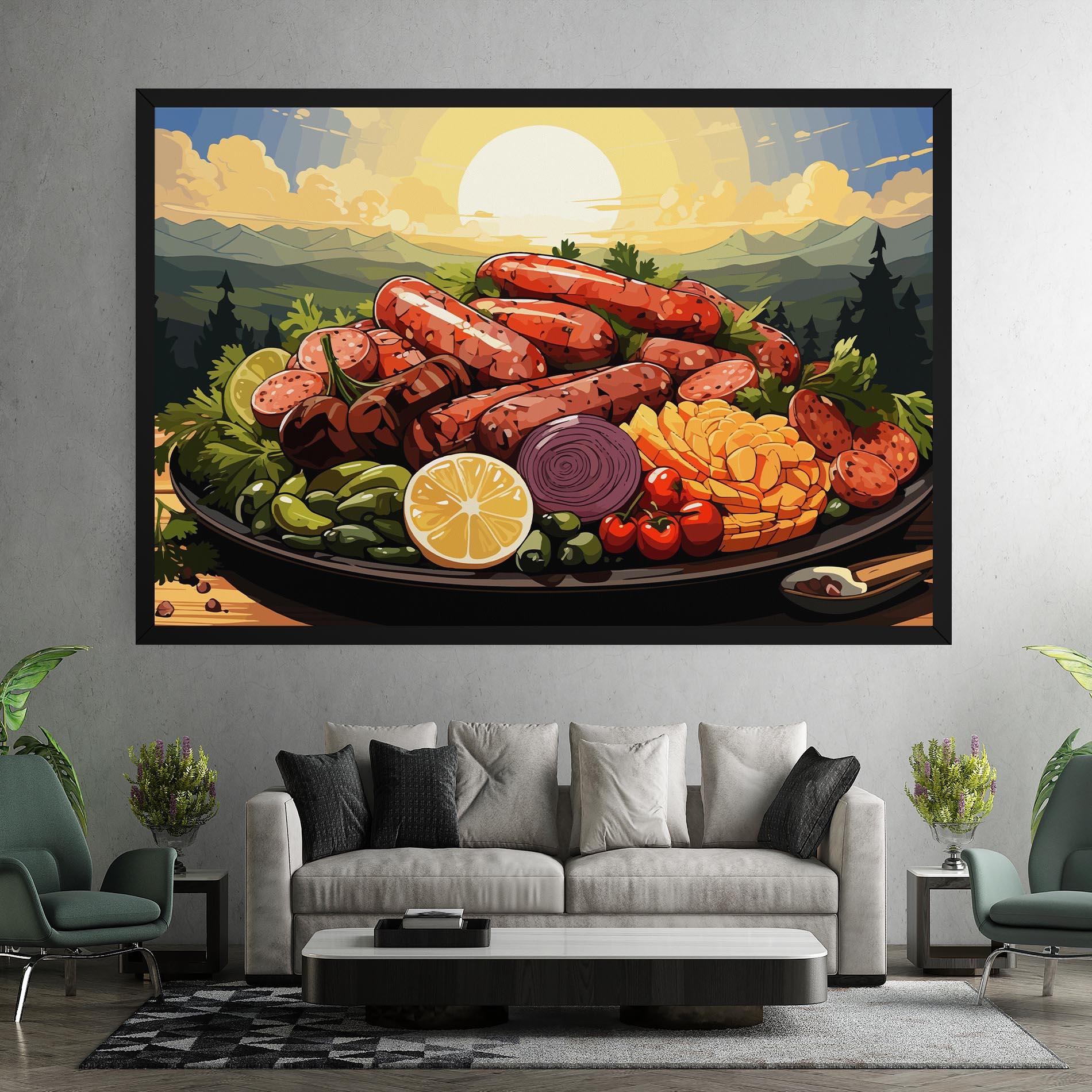 Leinwandbild Sunset Sousages mockup 7