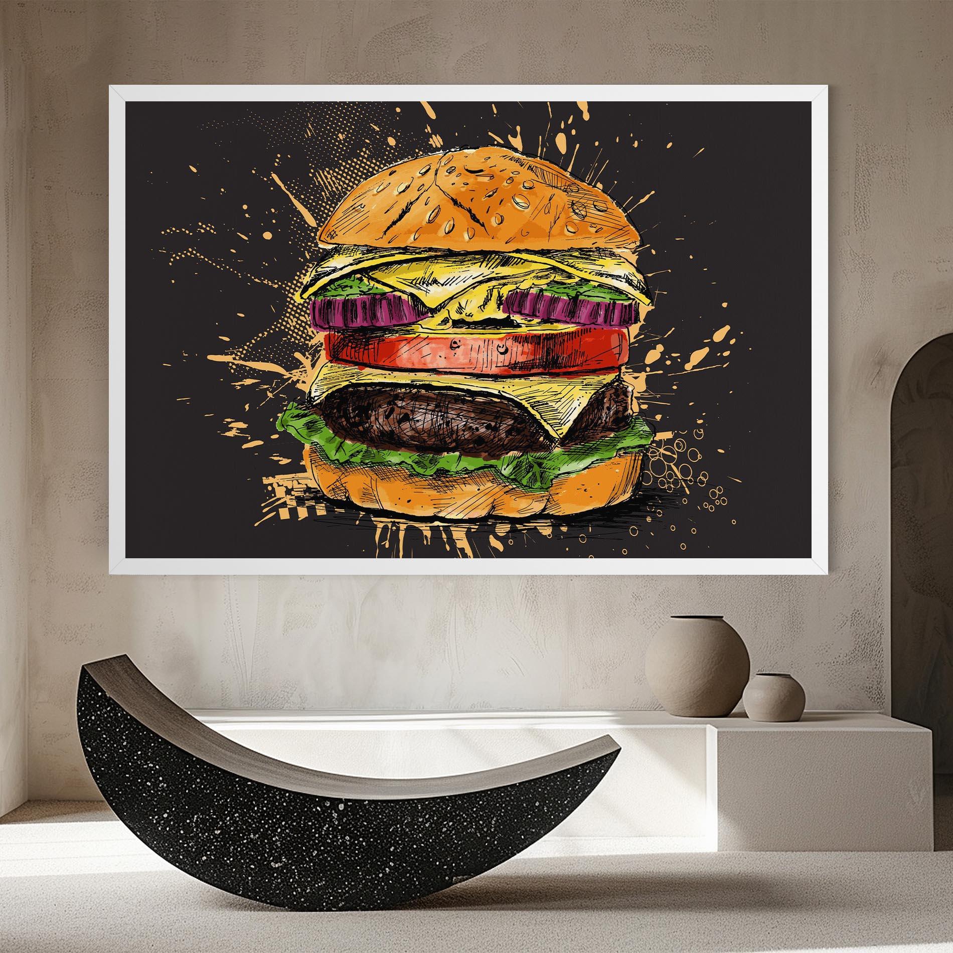 Leinwandbild Burger Drawing mockup 8