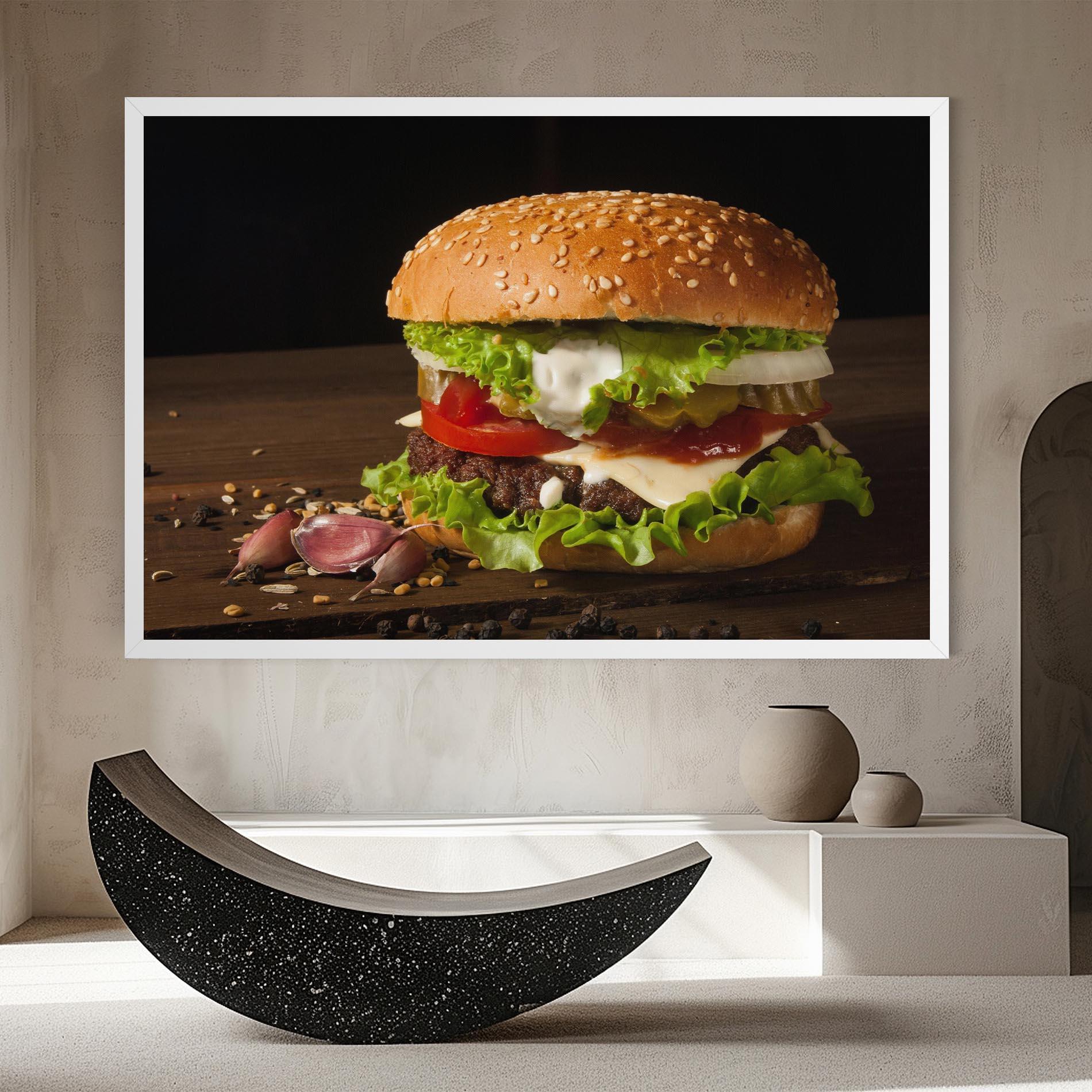 Leinwandbild Delicious Hamburger mockup 8