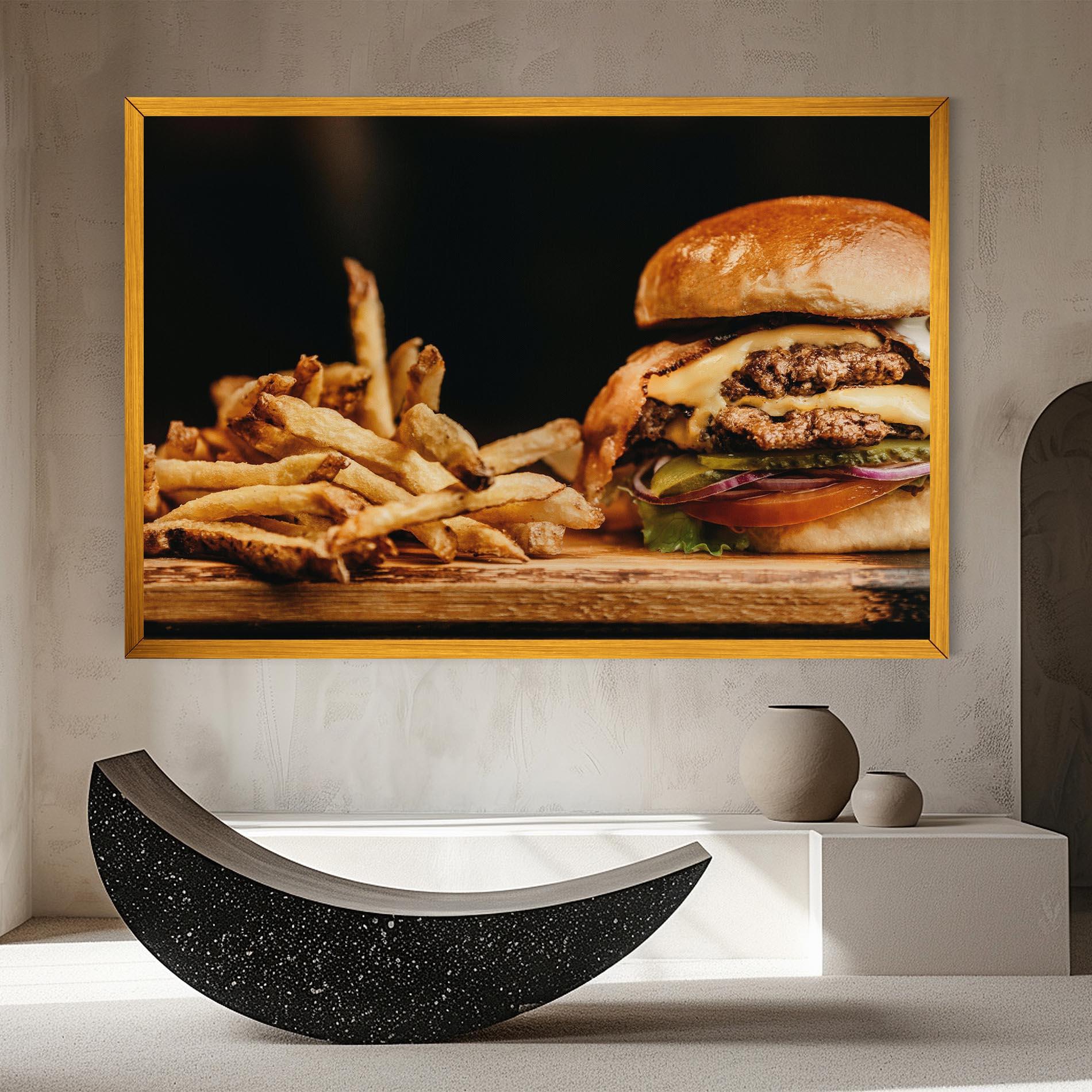 Leinwandbild Hamburger With Fries mockup 8