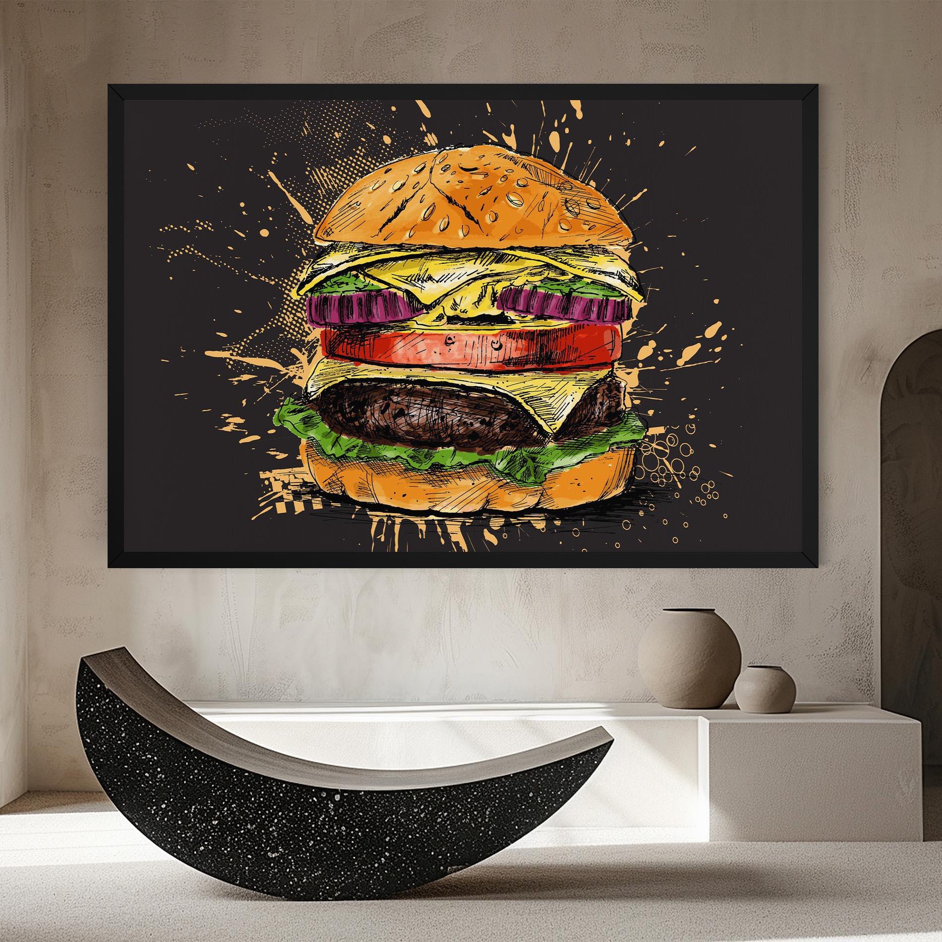 Leinwandbild Burger Drawing mockup 8