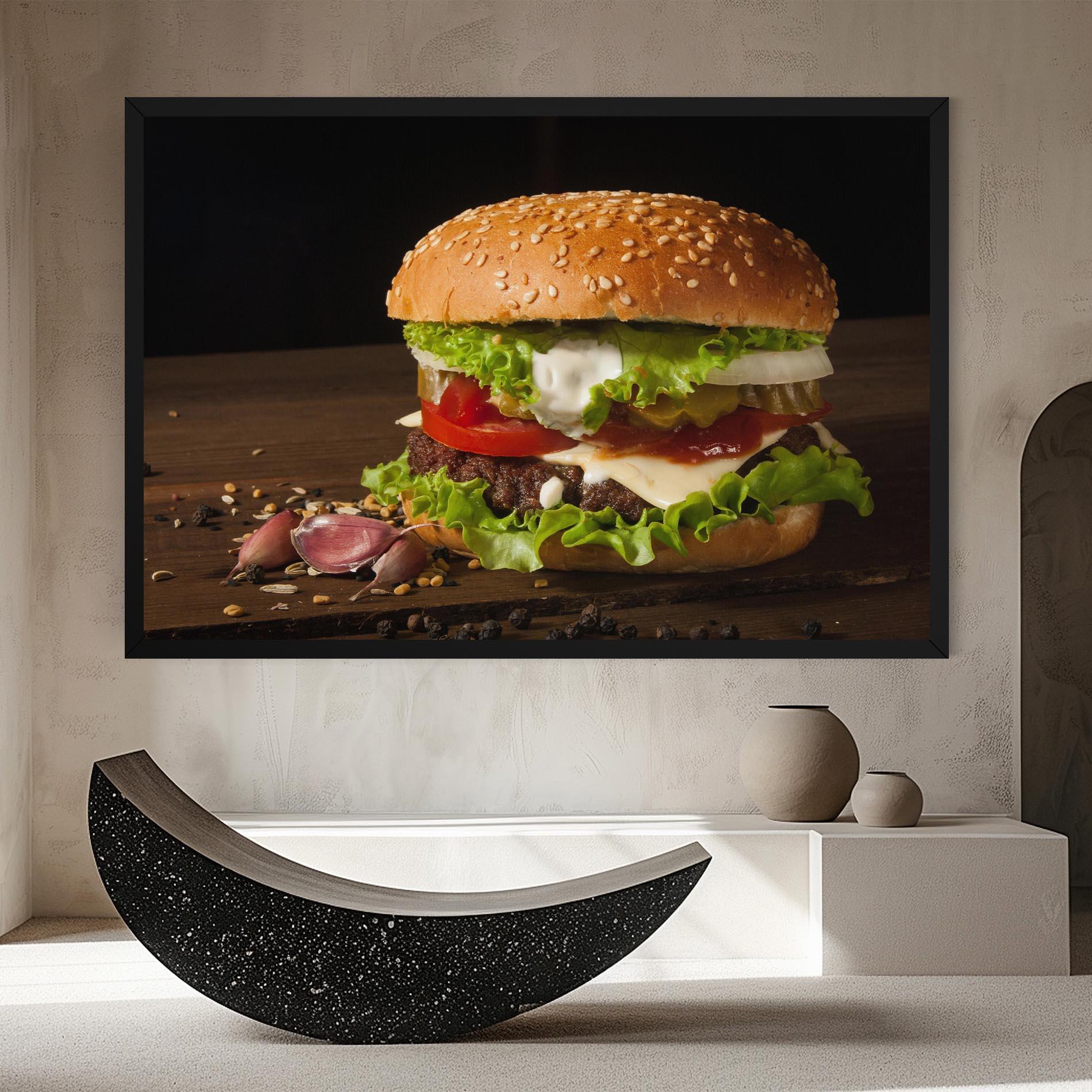 Leinwandbild Delicious Hamburger mockup 8