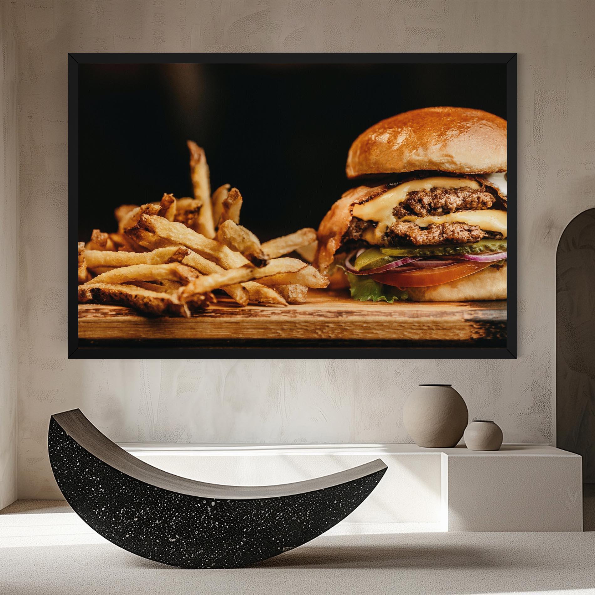 Leinwandbild Hamburger With Fries mockup 8