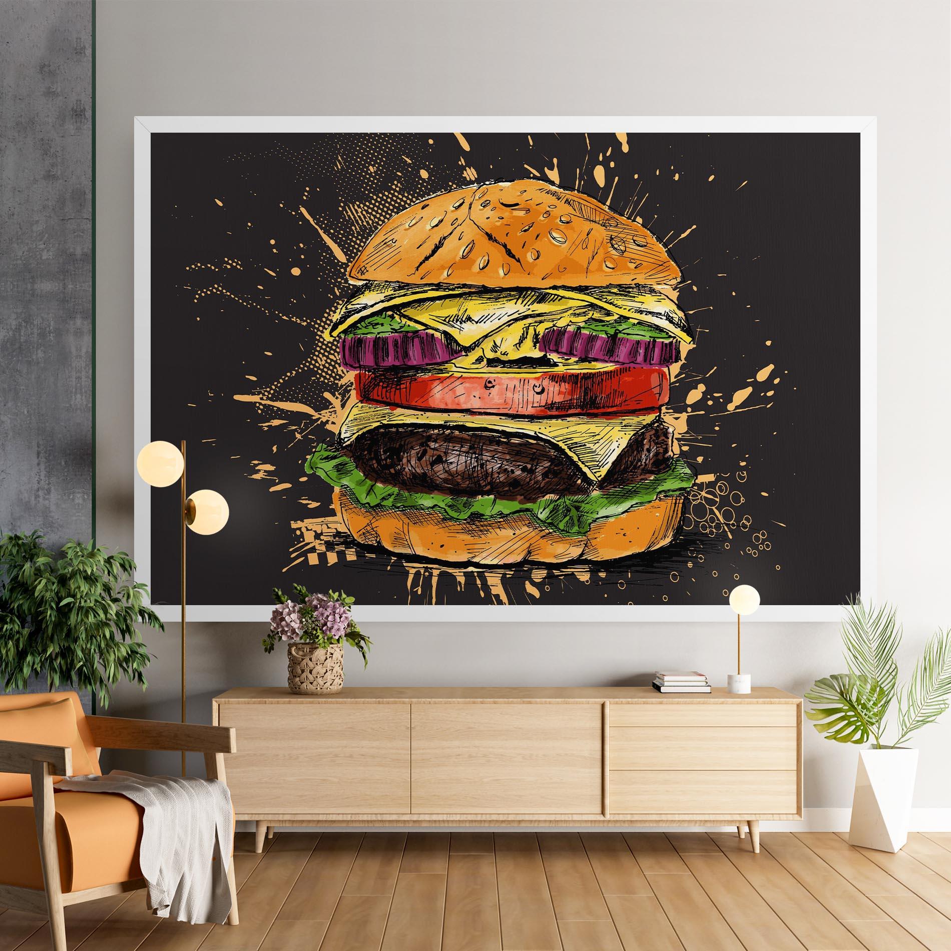 Leinwandbild Burger Drawing mockup 9