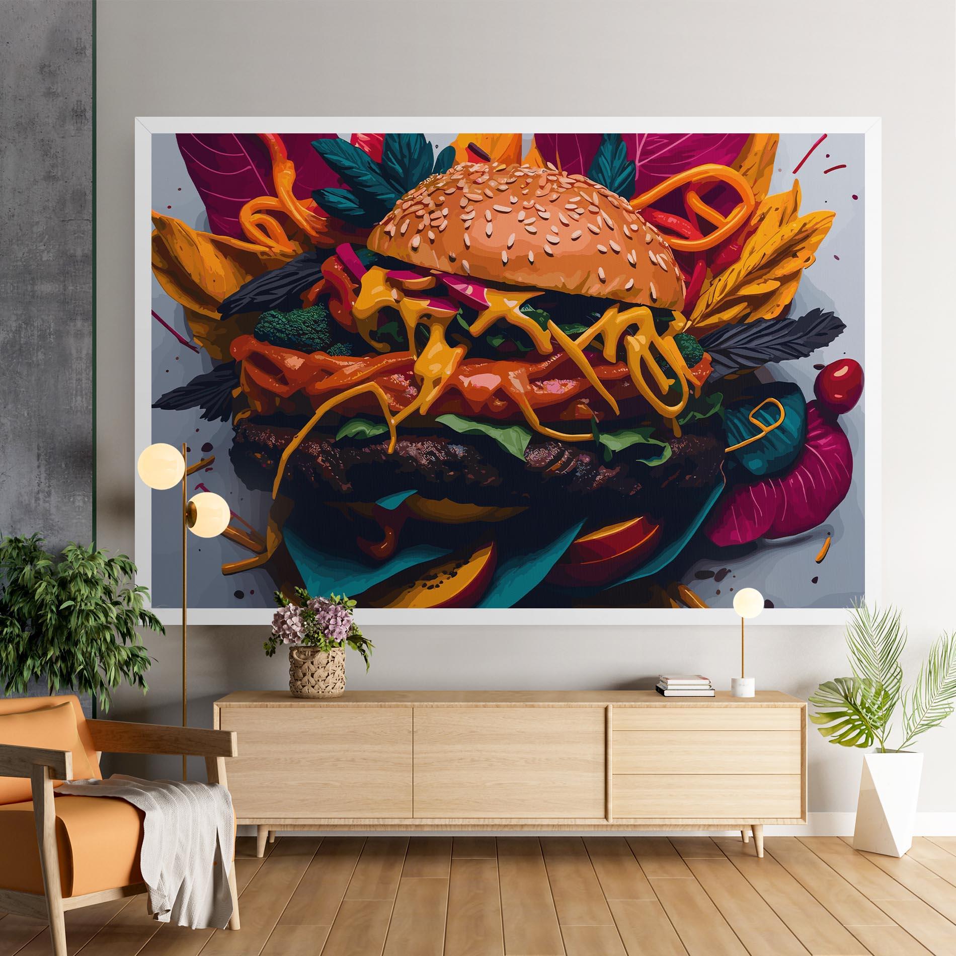 Leinwandbild Burger Mustard mockup 9