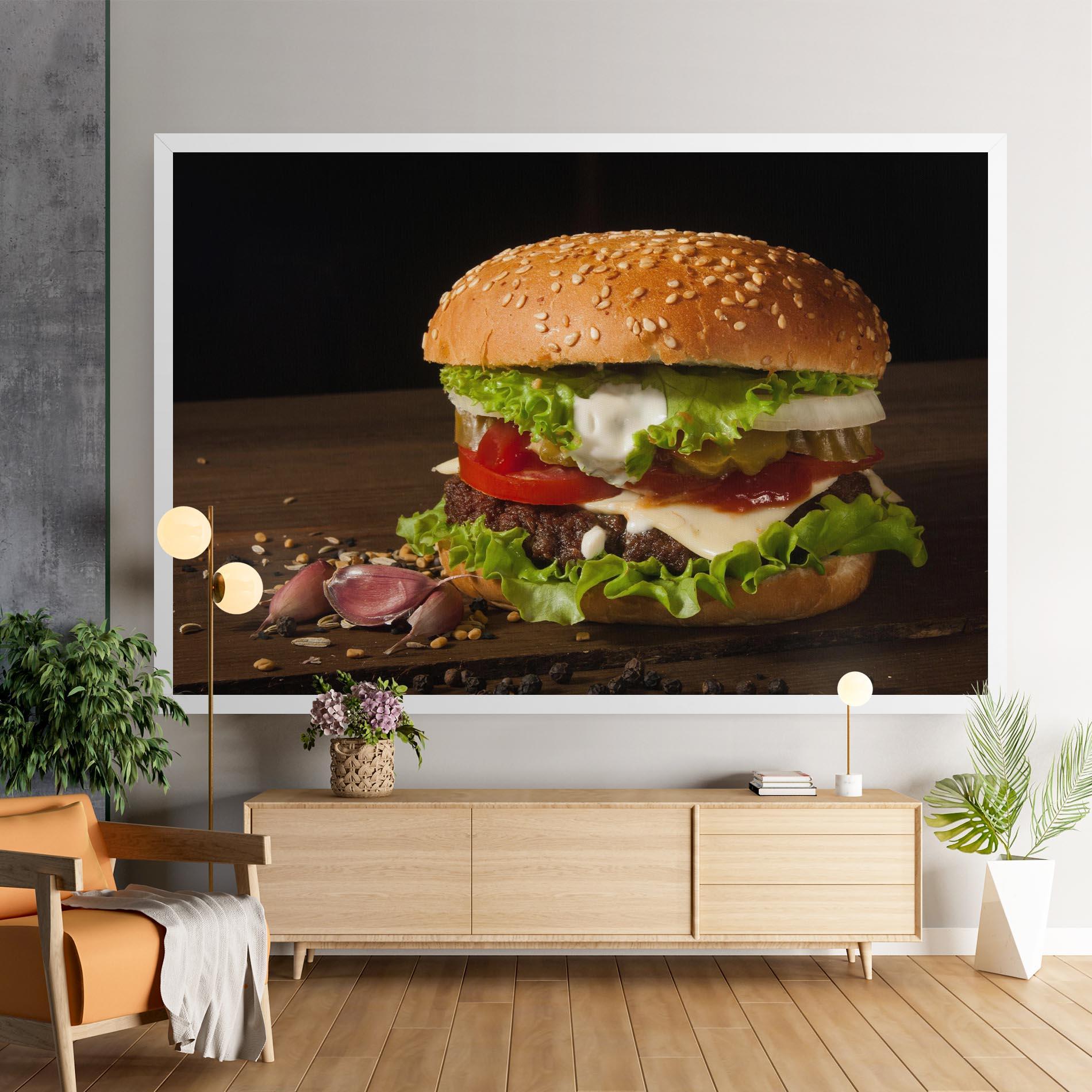Leinwandbild Delicious Hamburger mockup 9