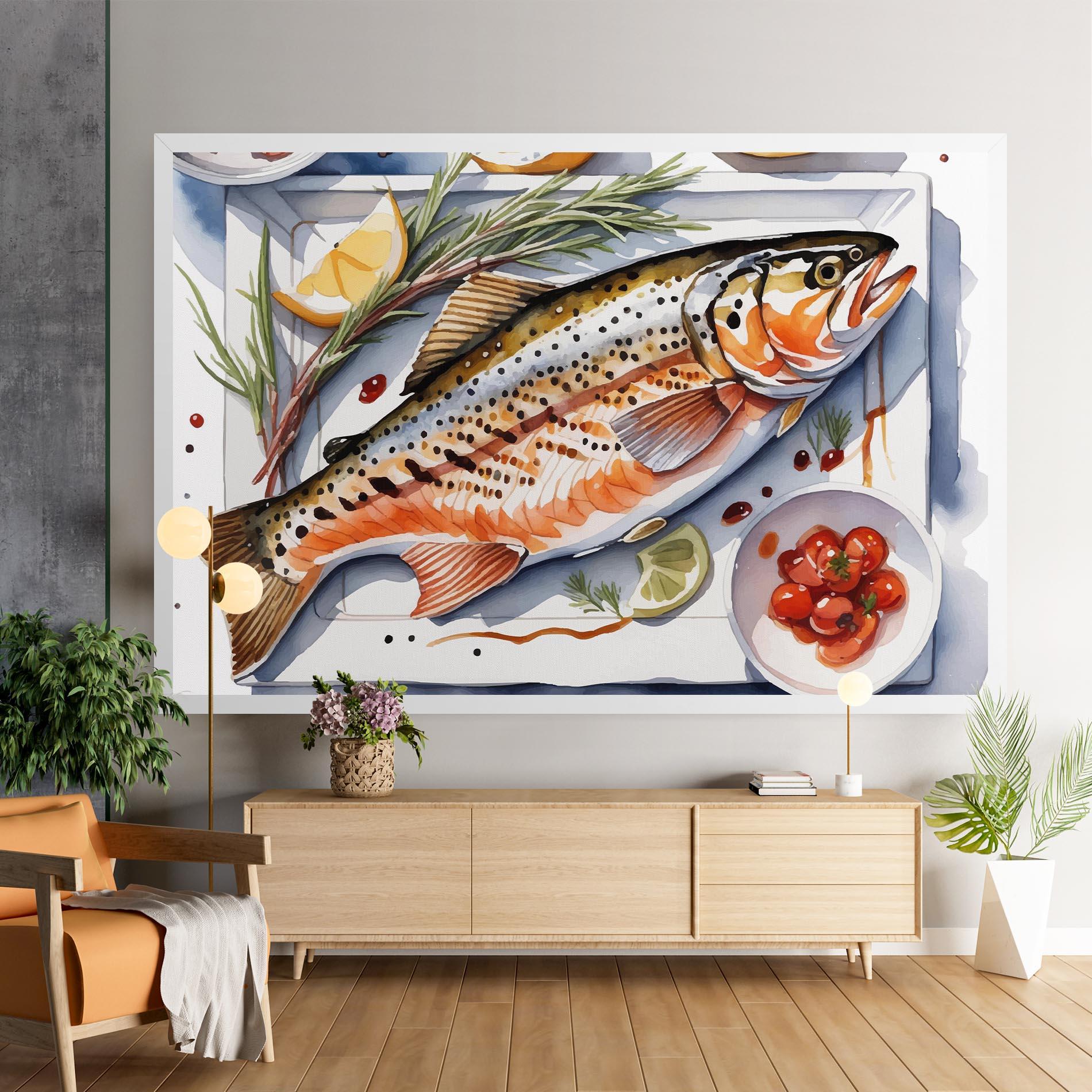 Leinwandbild Grilled Trout mockup 9
