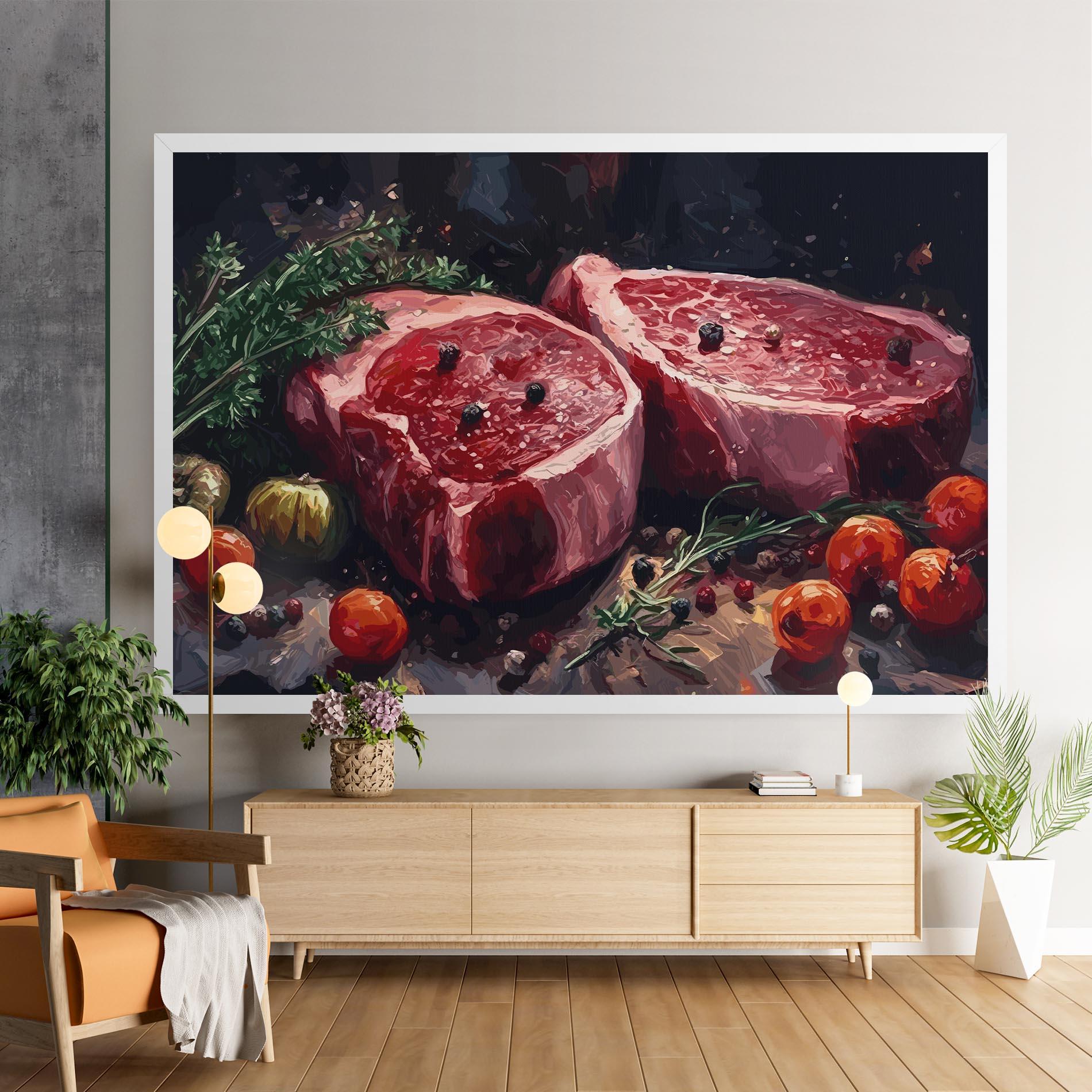 Leinwandbild Meat With Tomatoes mockup 9