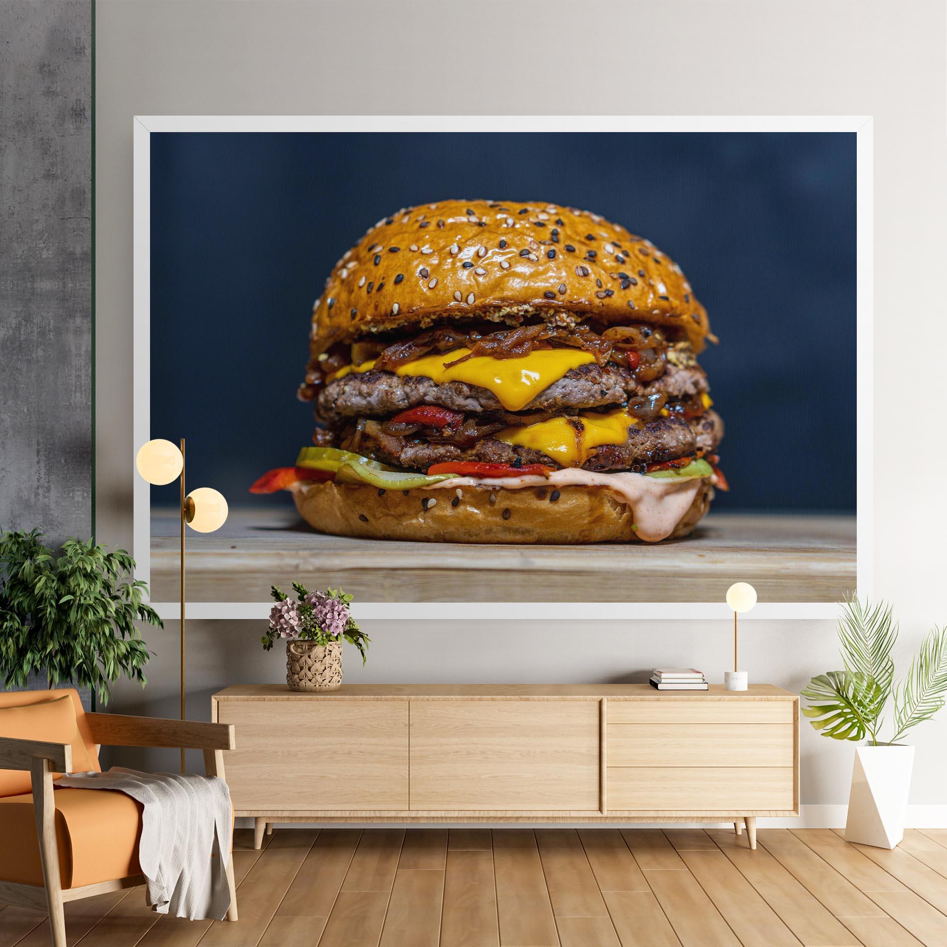Leinwandbild Tasty Hamburger mockup 9
