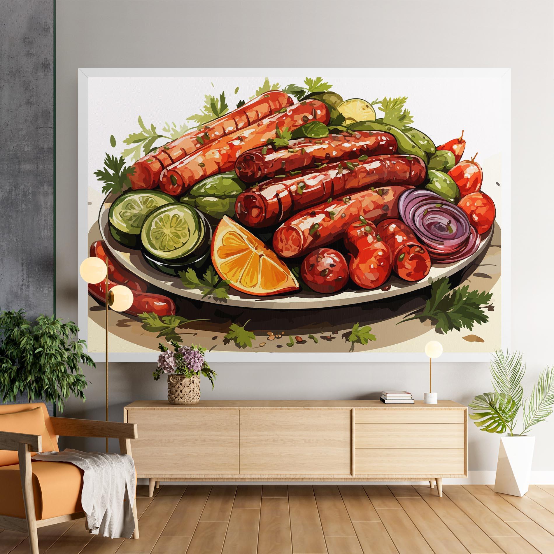 Leinwandbild Tasty Sousages mockup 9