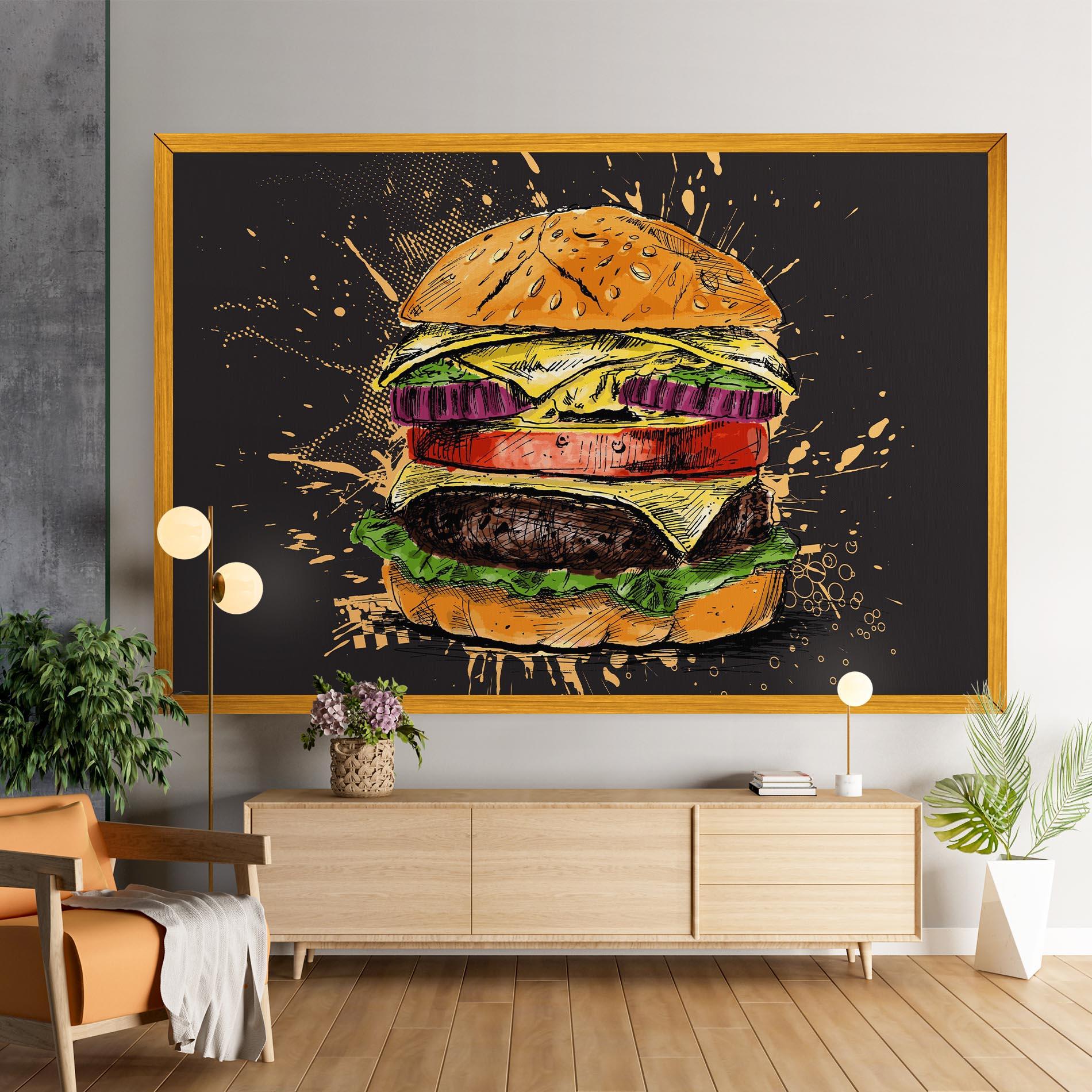 Leinwandbild Burger Drawing mockup 9